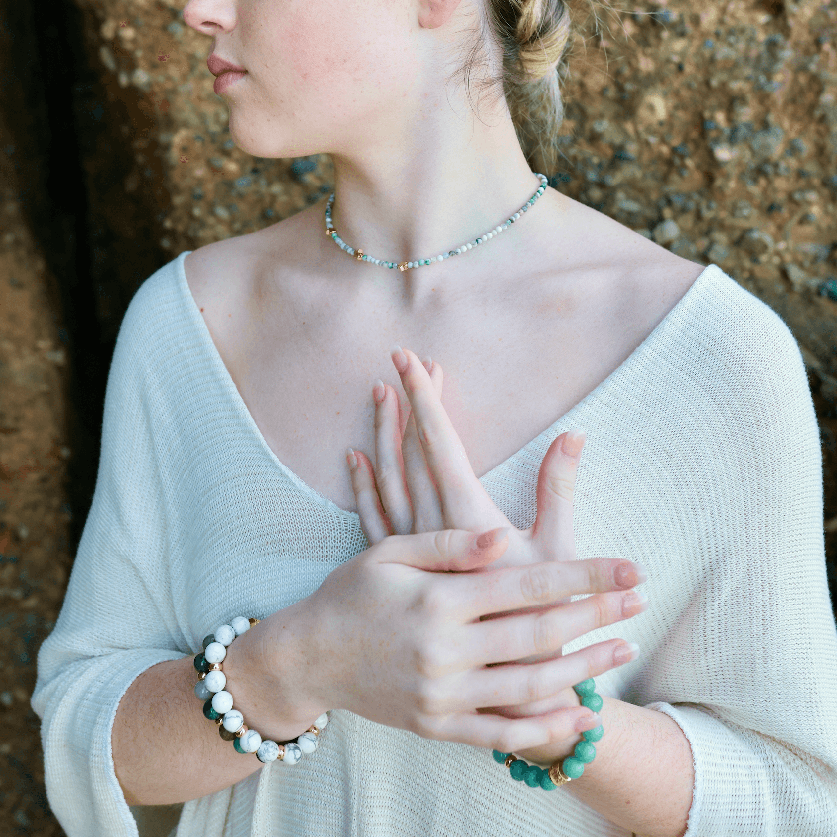 JADE & GOLD BEADED BRACELET - HALCYON COLLECTION - Headless Nation