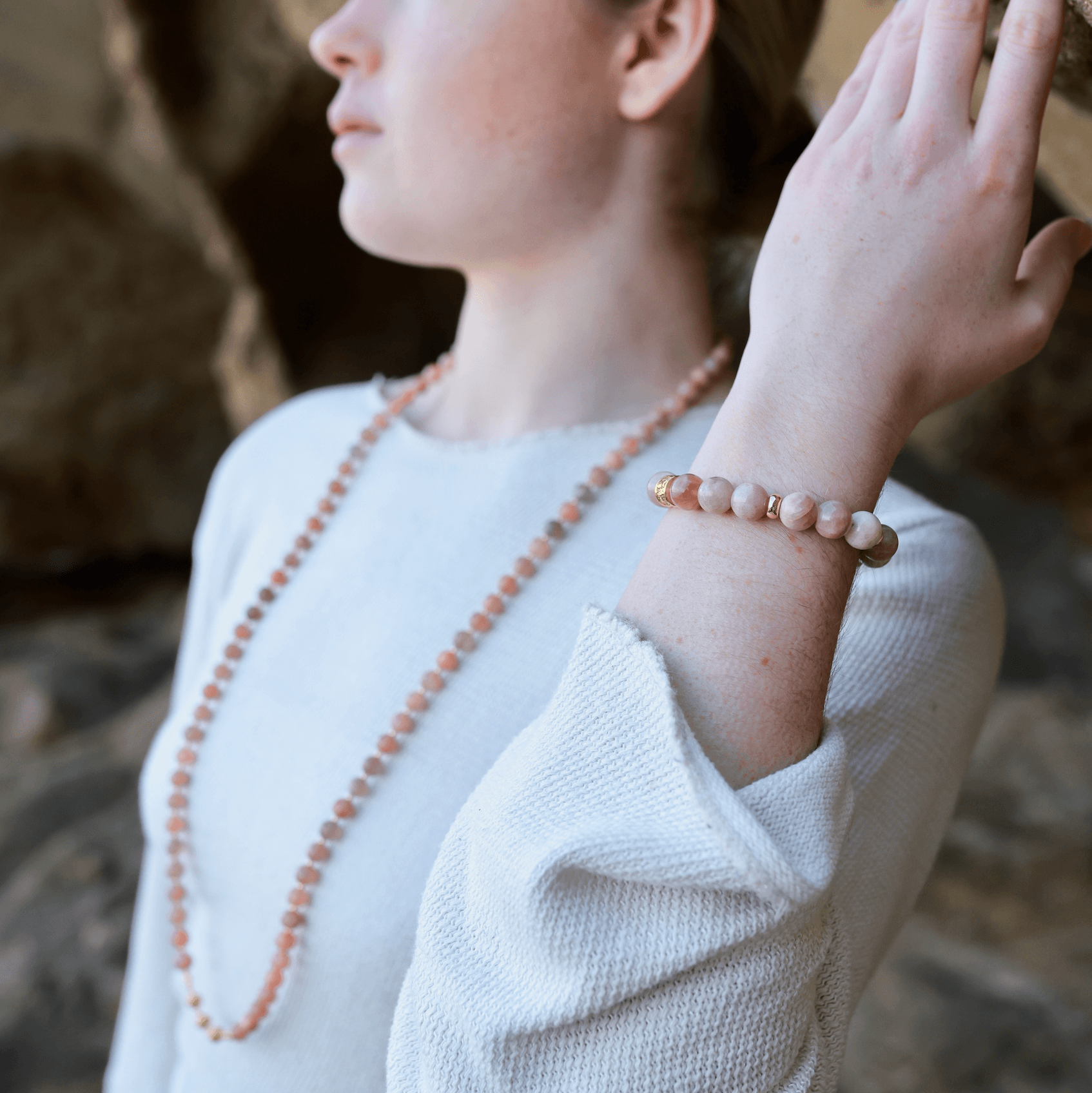 SUNSTONE & GOLD BEADED BRACELET - HALCYON COLLECTION - Headless Nation