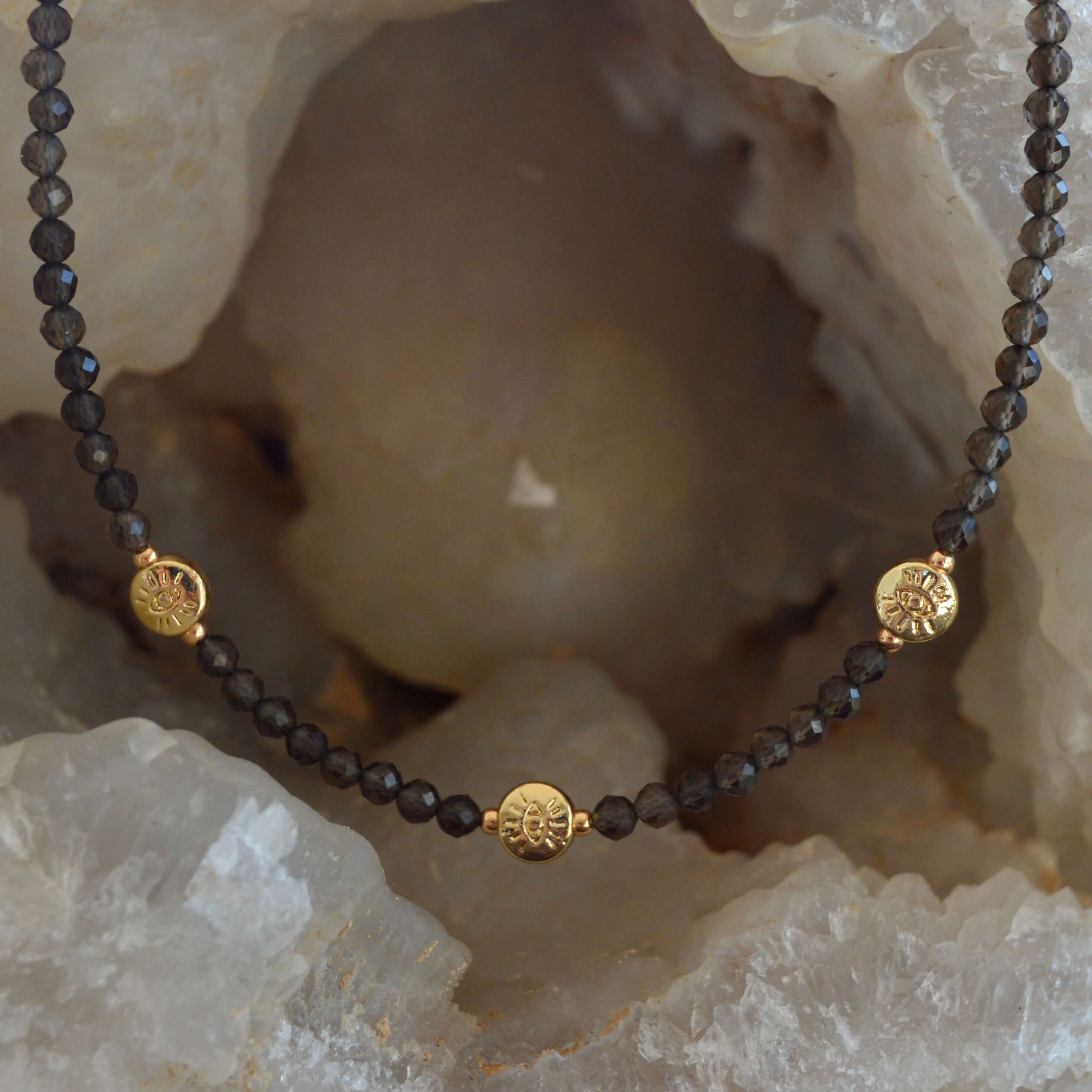 THE DAINTY- EYES- Smokey Quartz- NECKLACE