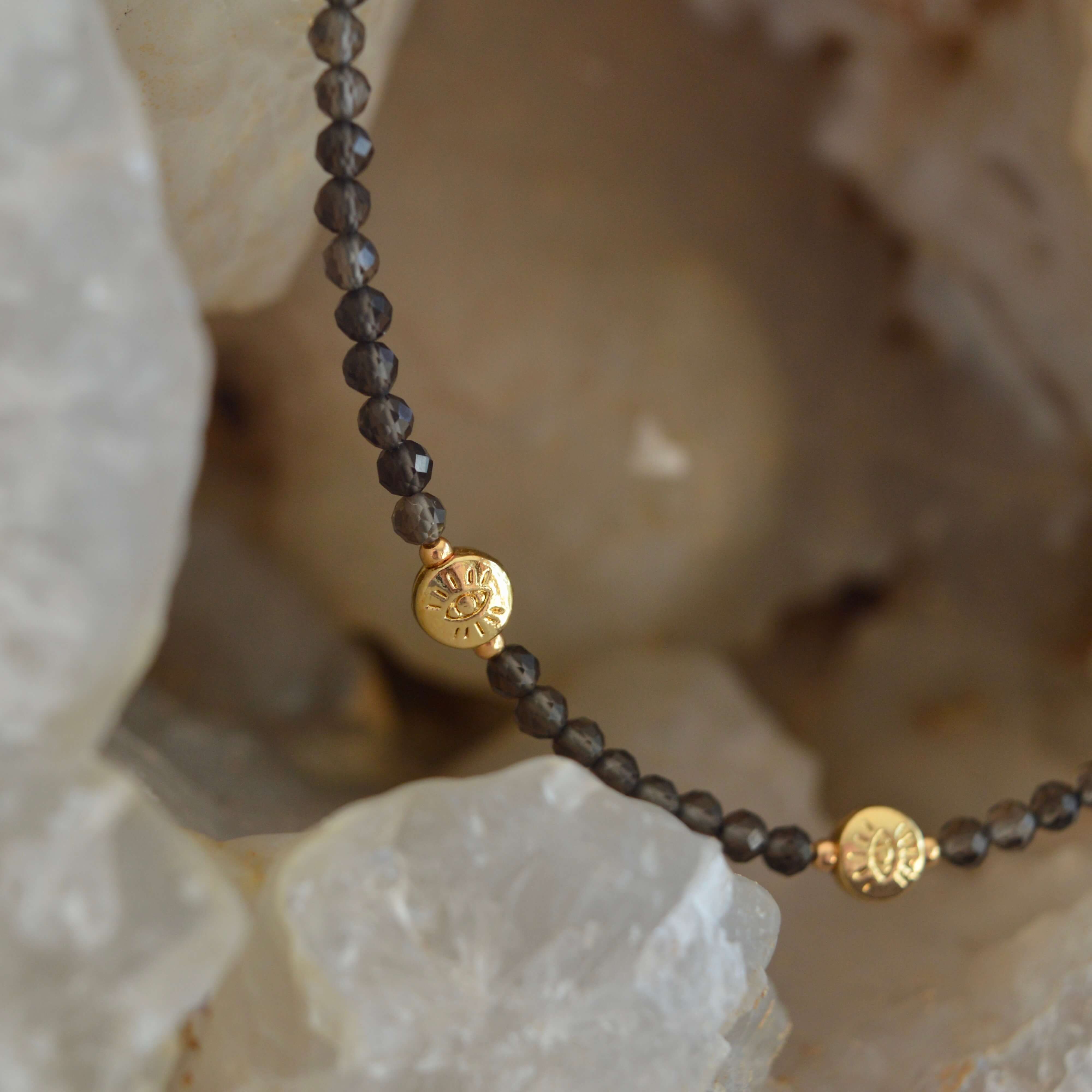 THE DAINTY- EYES- Smokey Quartz- NECKLACE