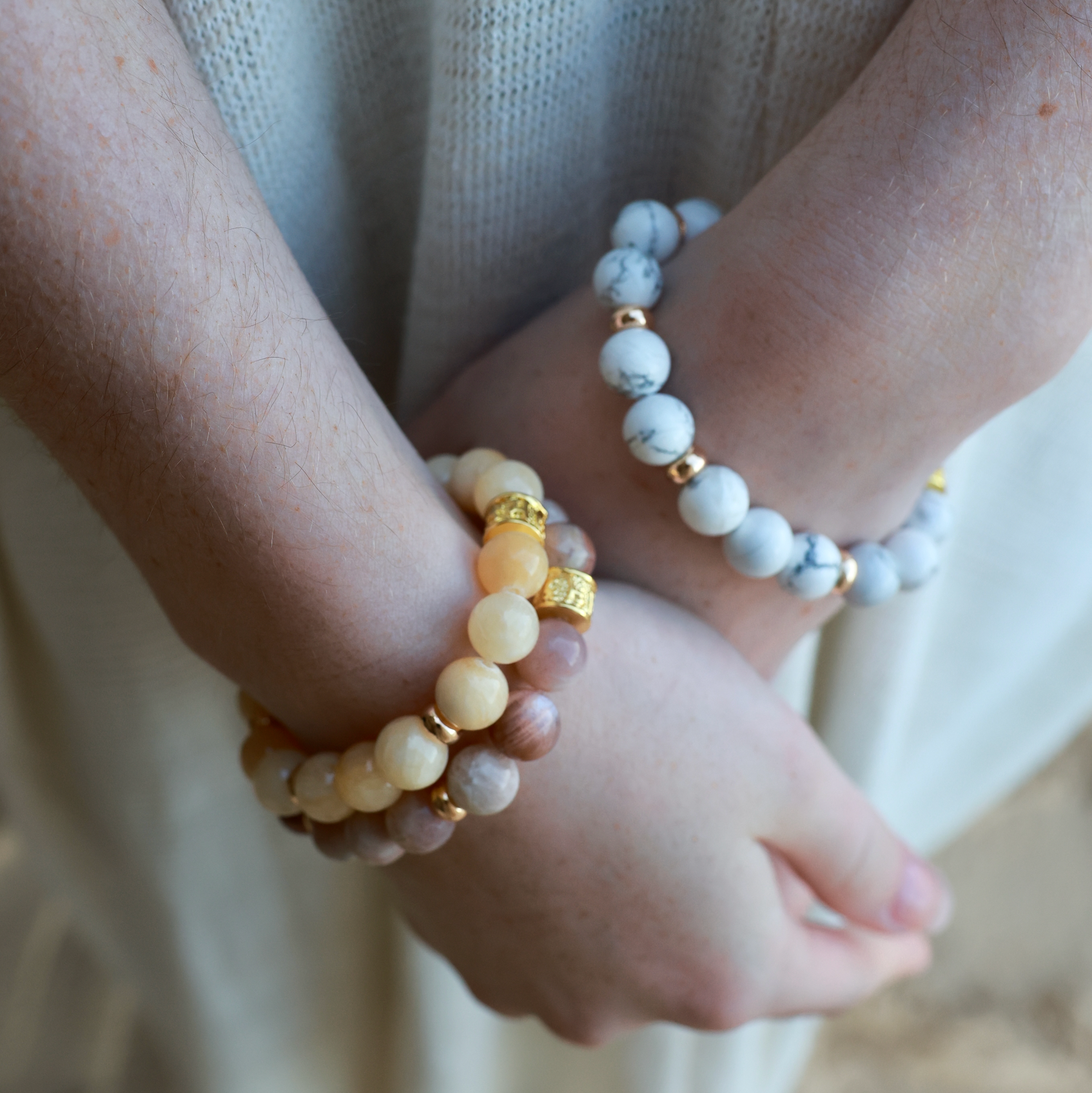 YELLOW JADE & GOLD BEADED BRACELET - HALCYON COLLECTION - Headless Nation