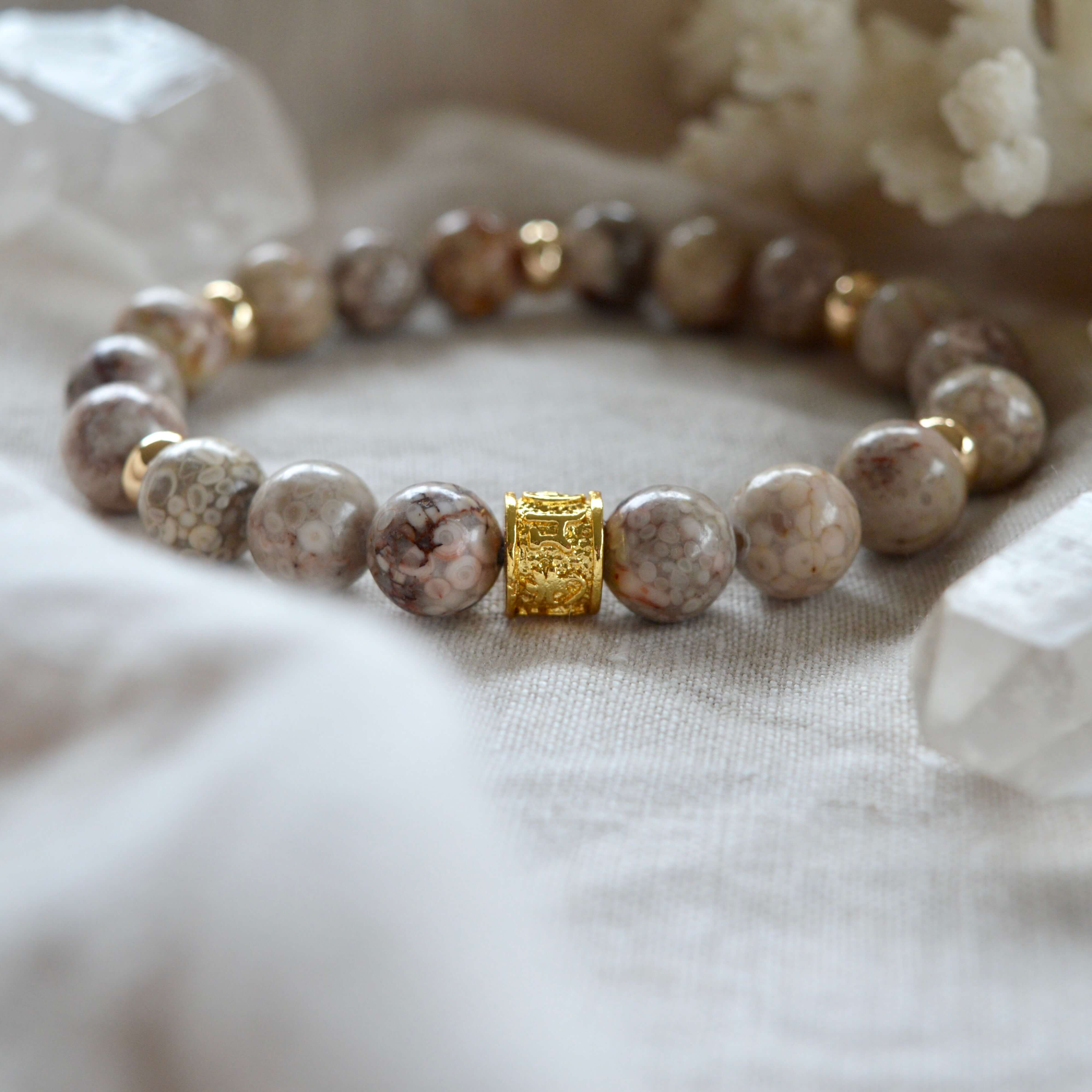 MEDECINE STONE & GOLD BEADED BRACELET - HALCYON COLLECTION - Headless Nation