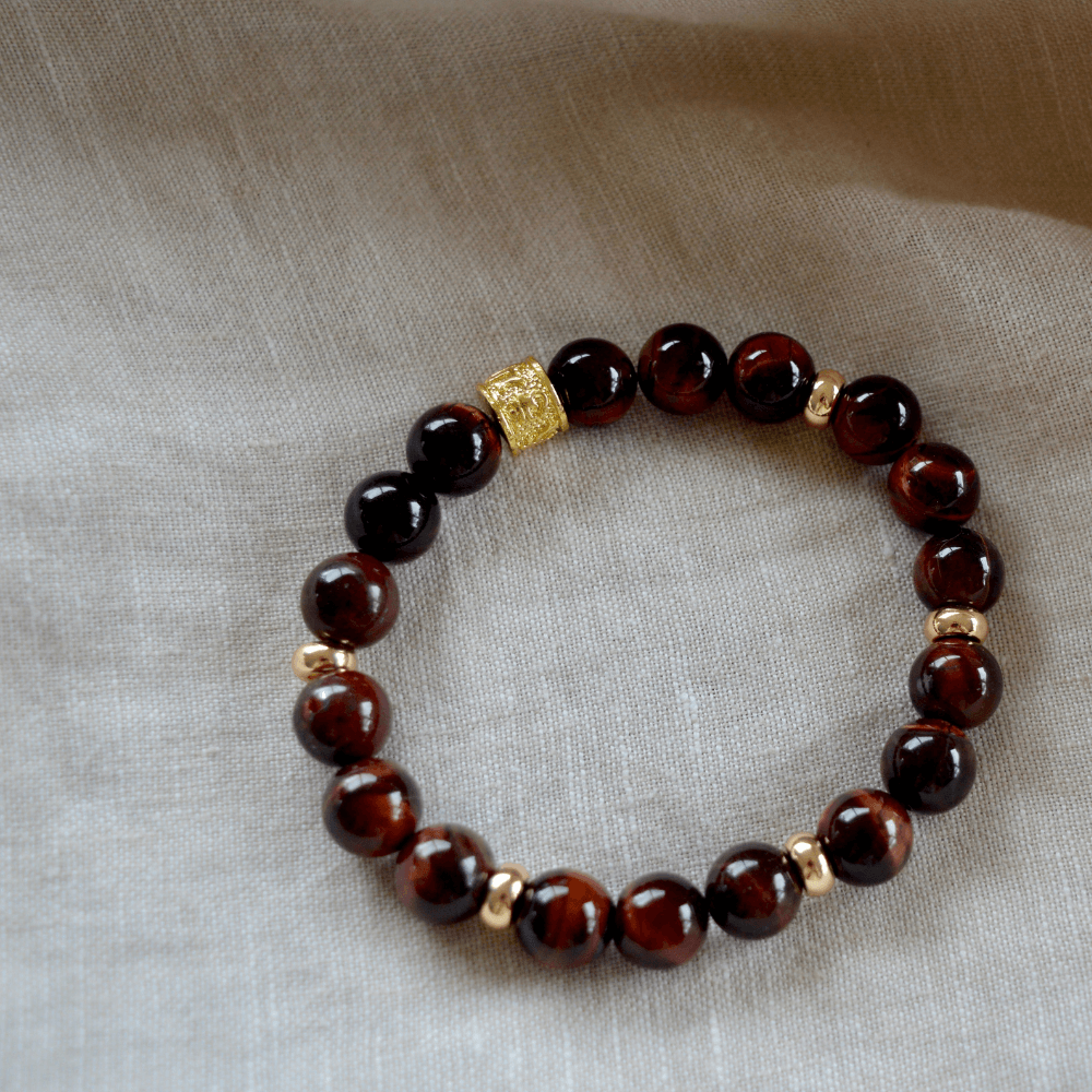 RED TIGERS EYE & GOLD BEADED BRACELET - HALCYON COLLECTION - Headless Nation