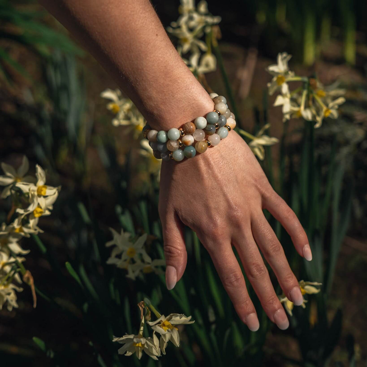 AMAZONITE & GOLD BEADED BRACELET