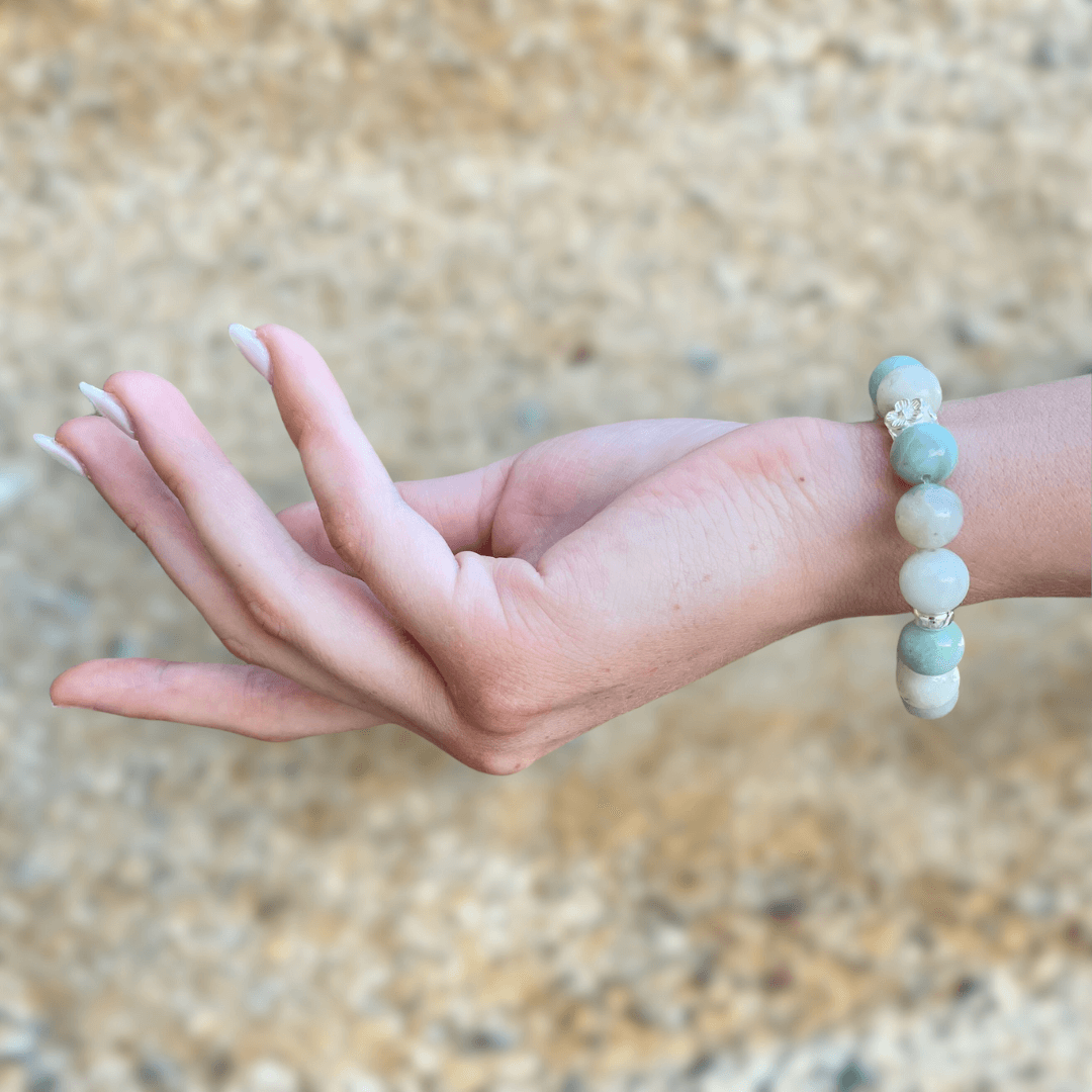 AMAZONITE & STERLING SILVER BEADED BRACELET- - Headless Nation