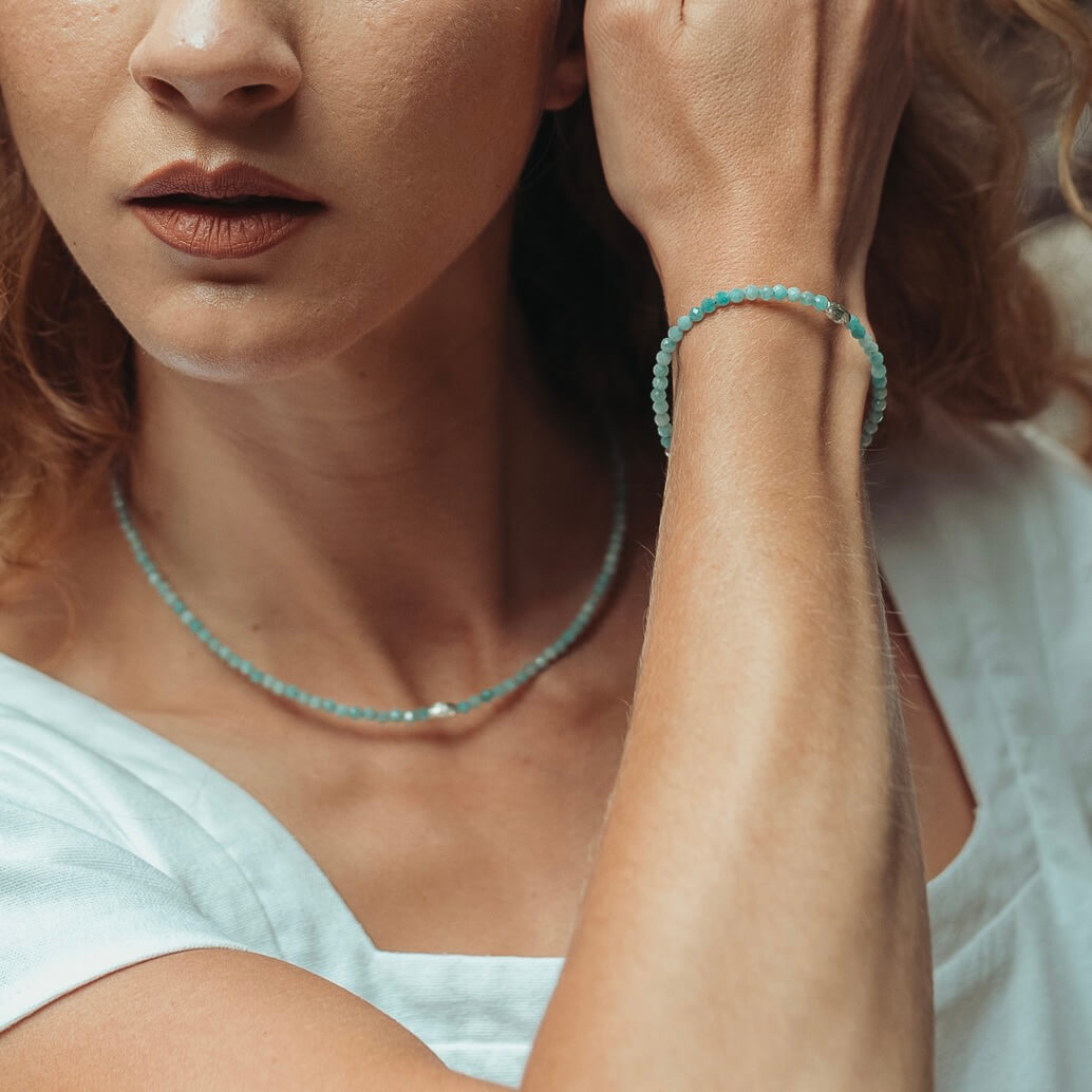 THE DAINTY- Silver- Amazonite- NECKLACE