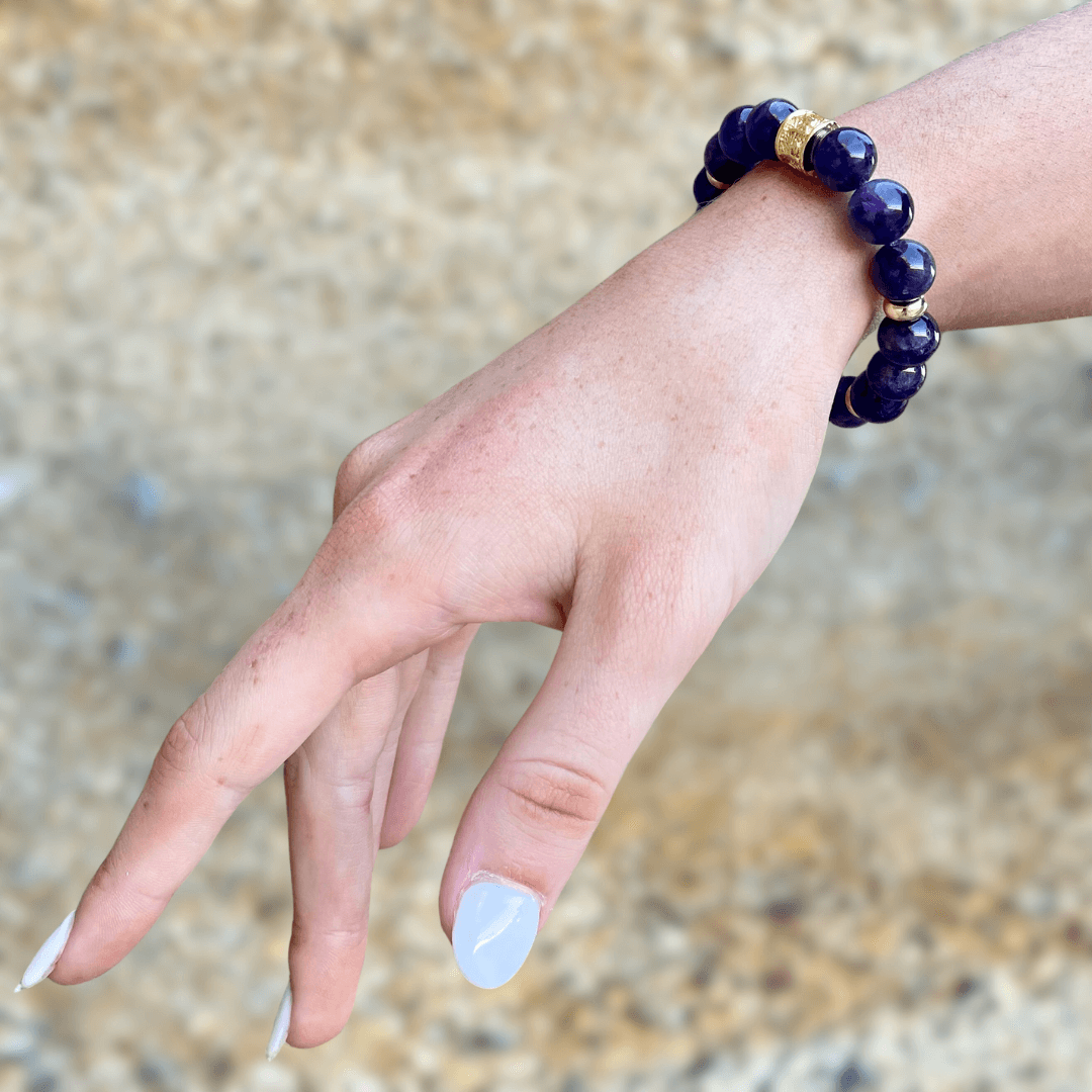 AMETHYST & GOLD BEADED BRACELET - HALCYON COLLECTION - Headless Nation