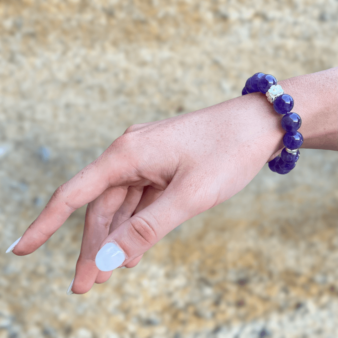 AMETHYST & STERLING SILVER BEADED BRACELET- - Headless Nation