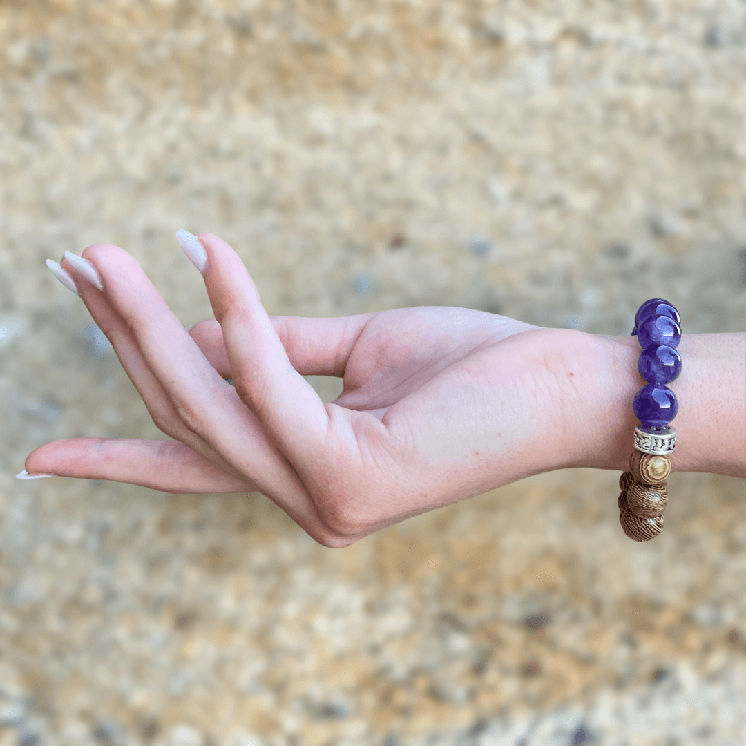 AMETHYST & WOOD BEADED BRACELET - Headless Nation