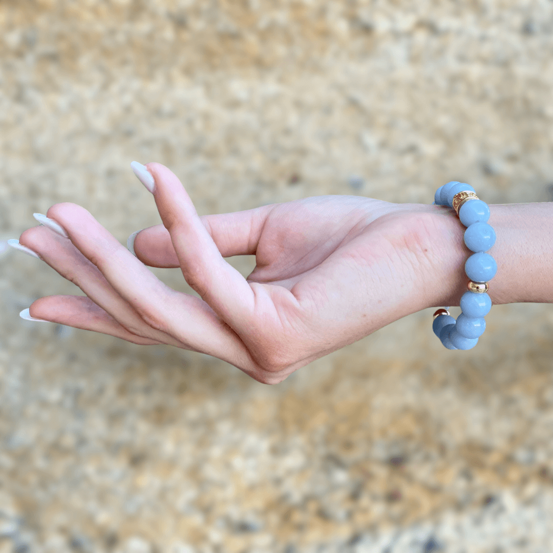 ANGELITE & GOLD BEADED BRACELET - HALCYON COLLECTION - Headless Nation