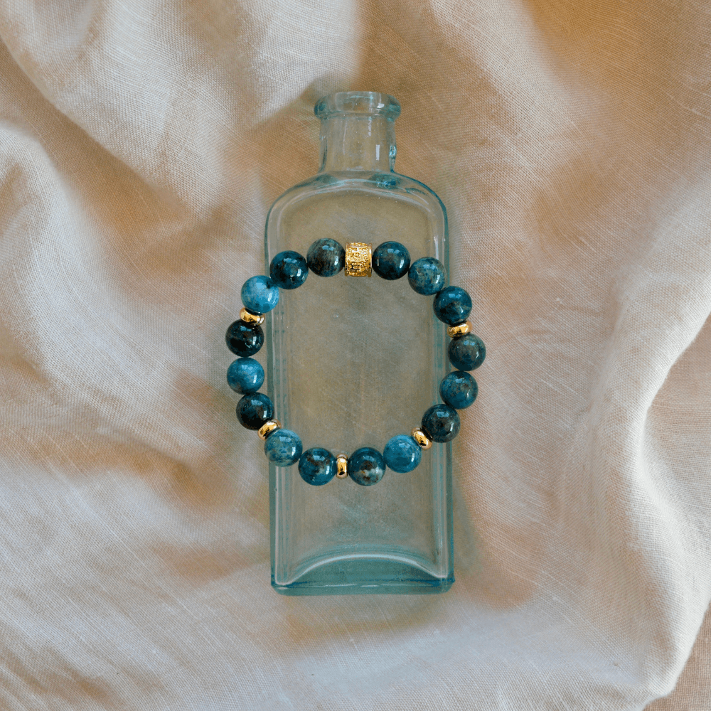 APATITE & GOLD BEADED BRACELET - HALCYON COLLECTION - Headless Nation