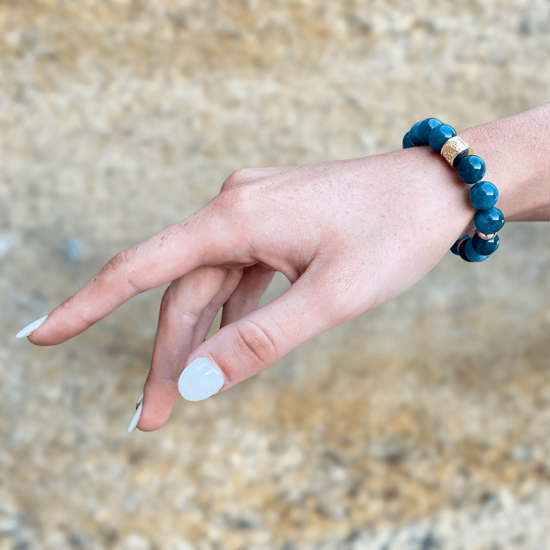 APATITE & GOLD BEADED BRACELET - HALCYON COLLECTION - Headless Nation