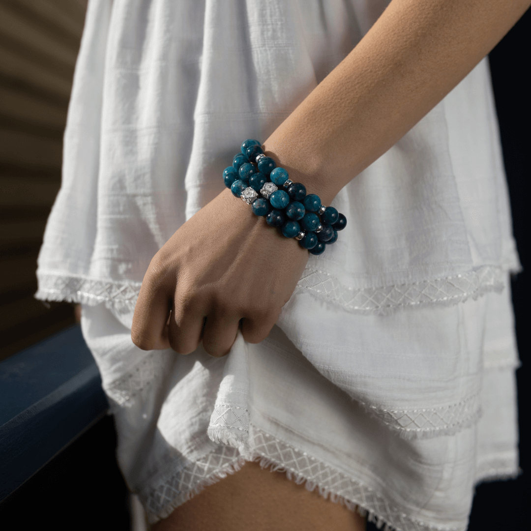 APATITE & STERLING SILVER BEADED BRACELET- - Headless Nation