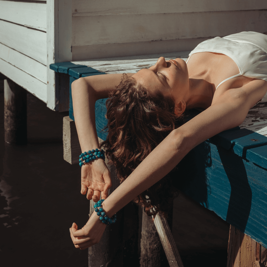 APATITE & GOLD BEADED BRACELET - HALCYON COLLECTION - Headless Nation