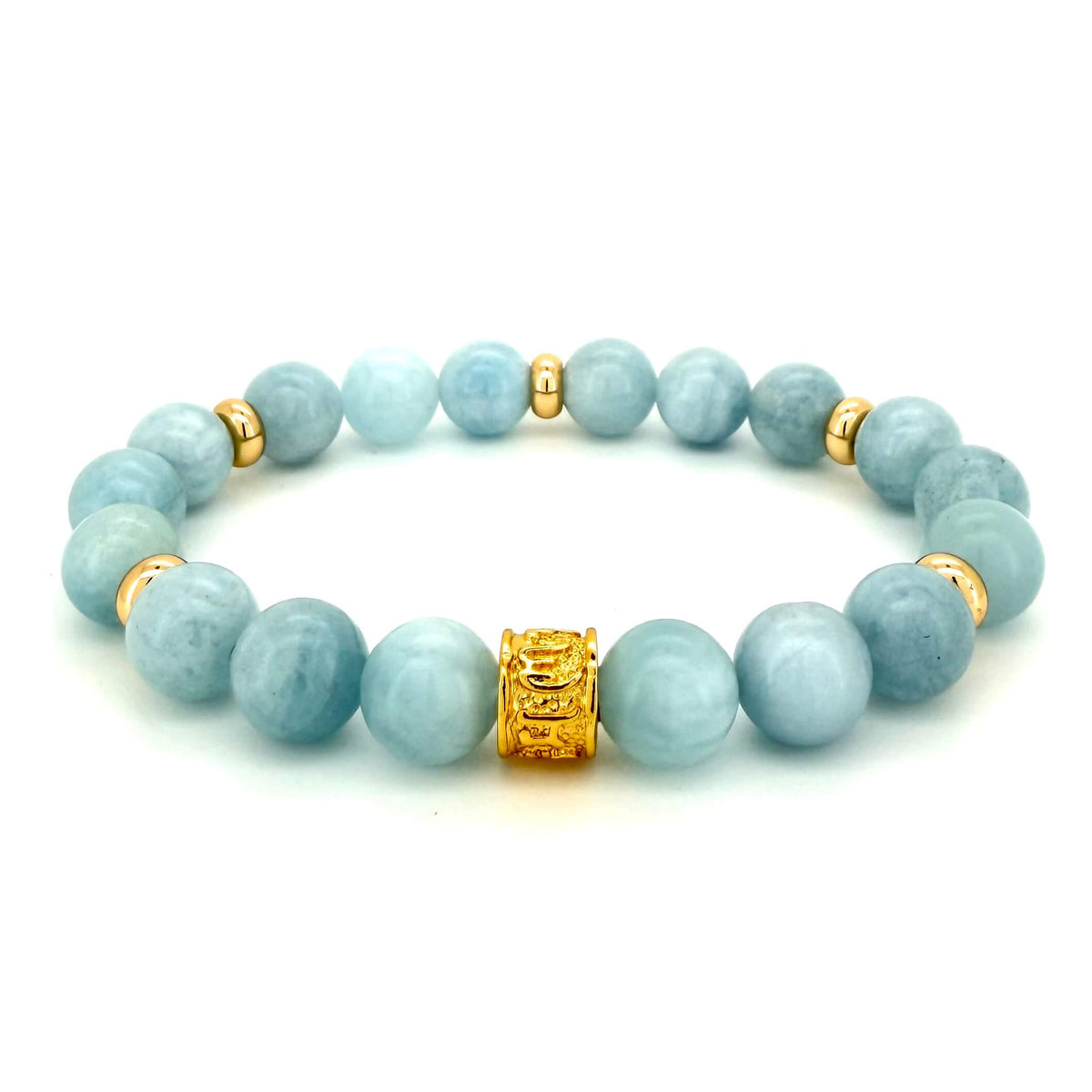 AQUAMARINE & GOLD BEADED BRACELET - Headless Nation