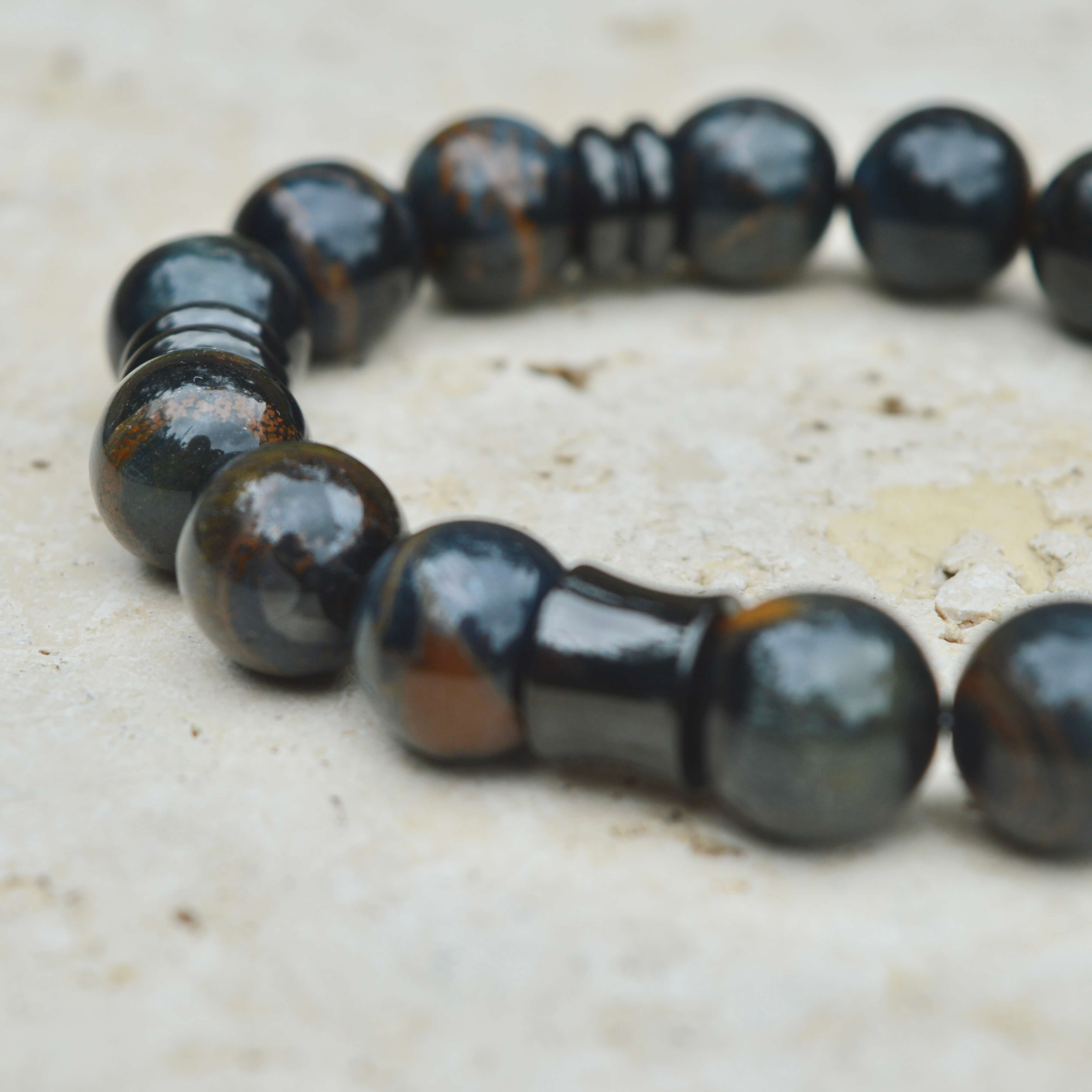 BLUE TIGERS EYE BEADED BRACELET- NERO COLLECTION - Headless Nation