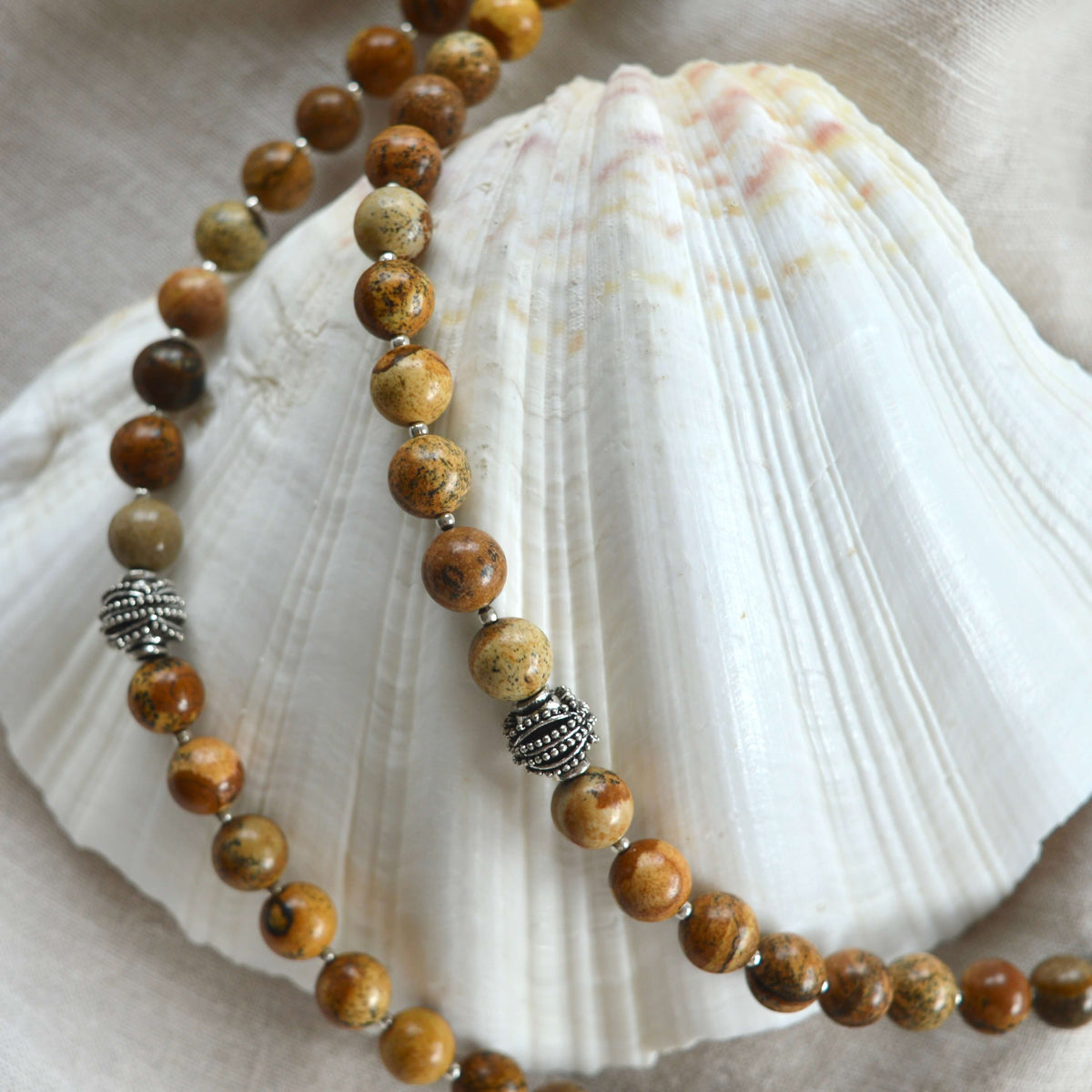 Picture Jasper LONG BEADED NECKLACE