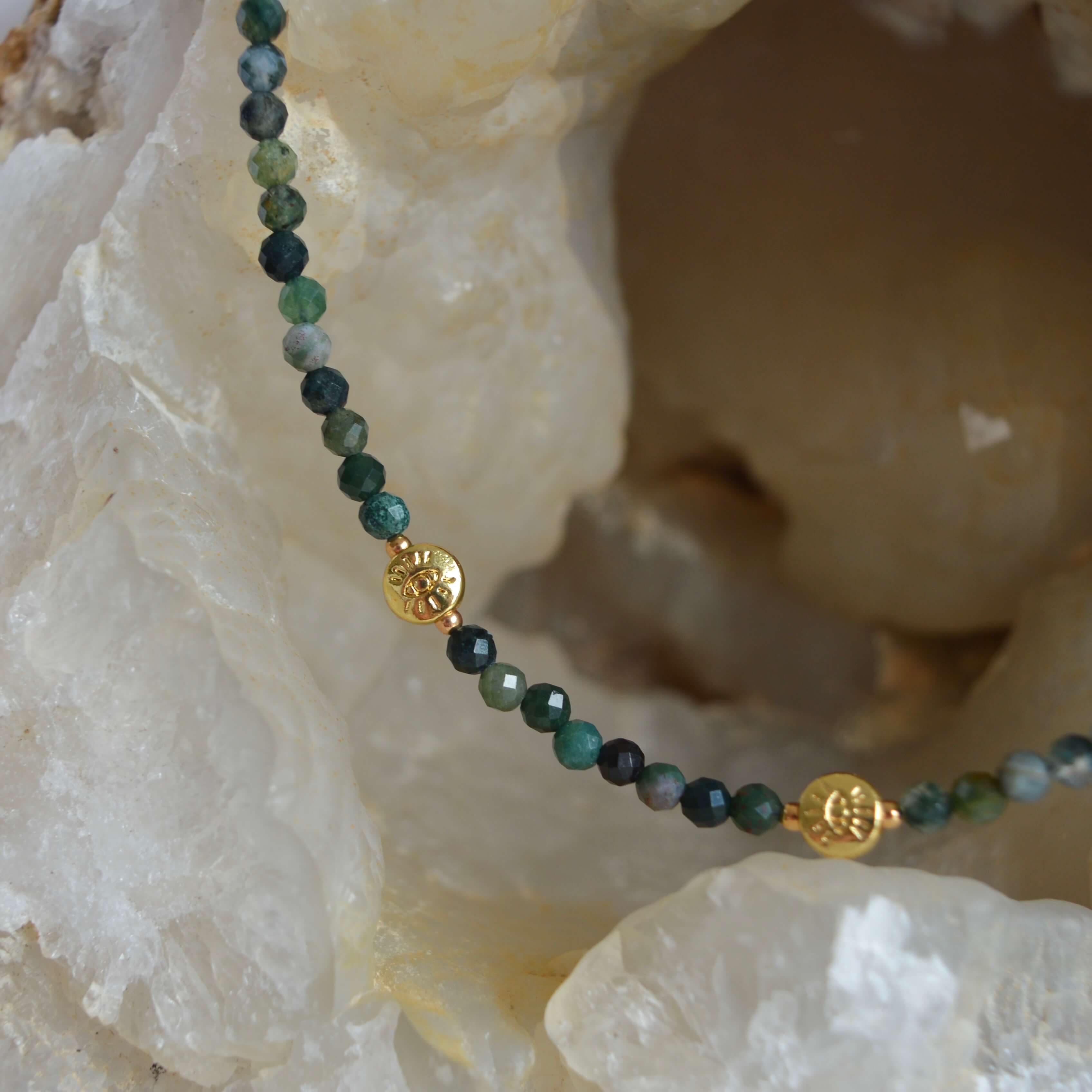 LIMITED EDITION- THE DAINTY- EYES- Dark Moss Agate- NECKLACE - Headless Nation