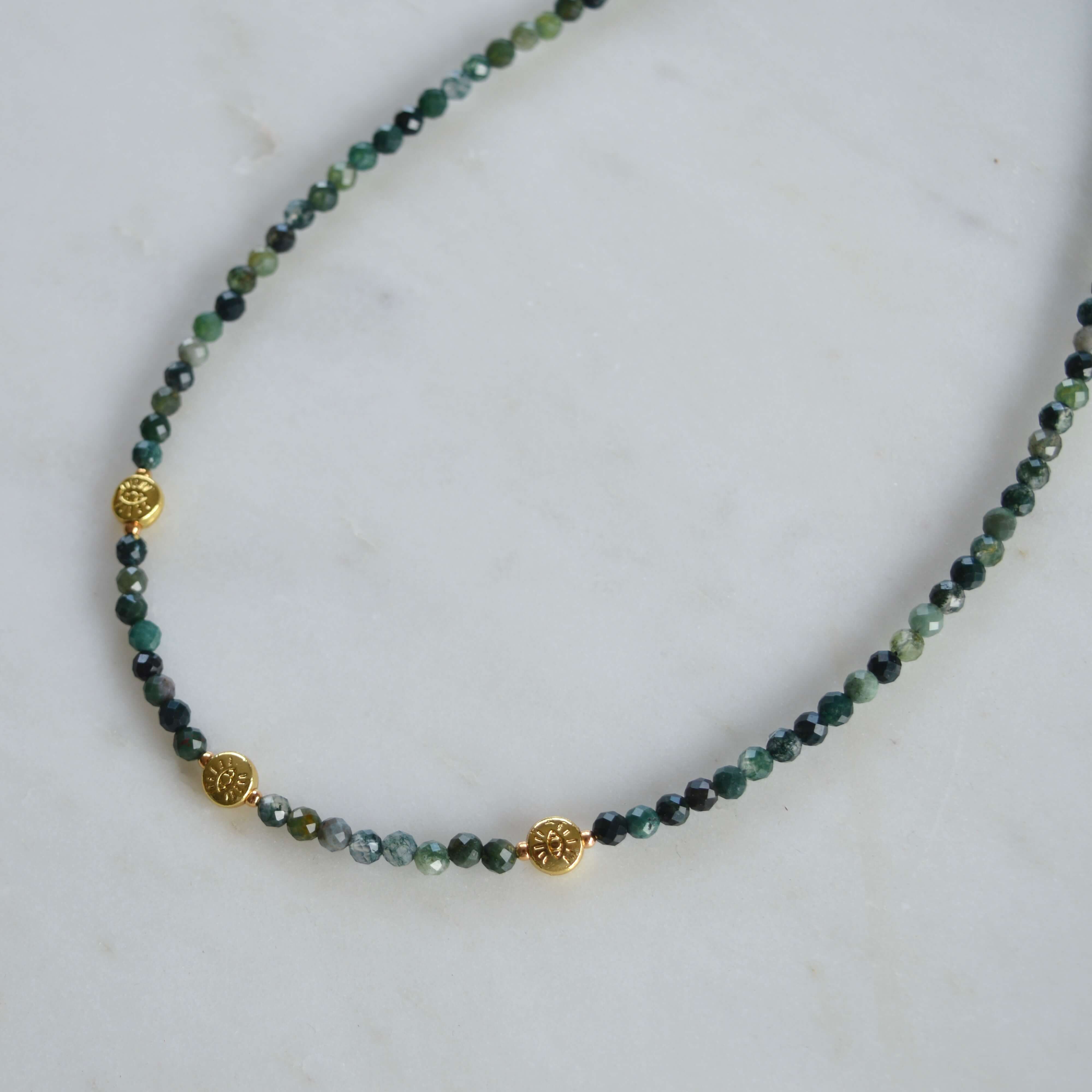 LIMITED EDITION- THE DAINTY- EYES- Dark Moss Agate- NECKLACE - Headless Nation