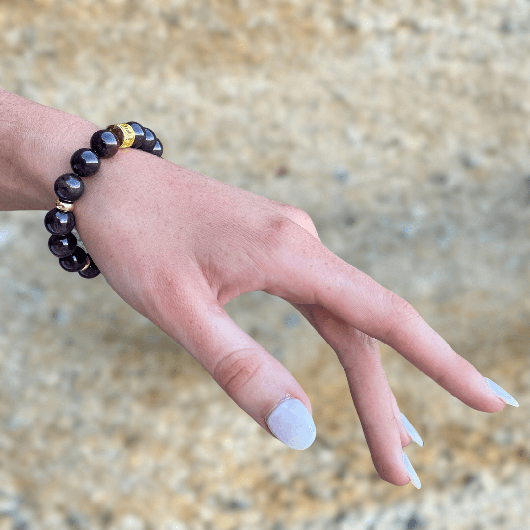 GARNET & GOLD BEADED BRACELET - HALCYON COLLECTION - Headless Nation