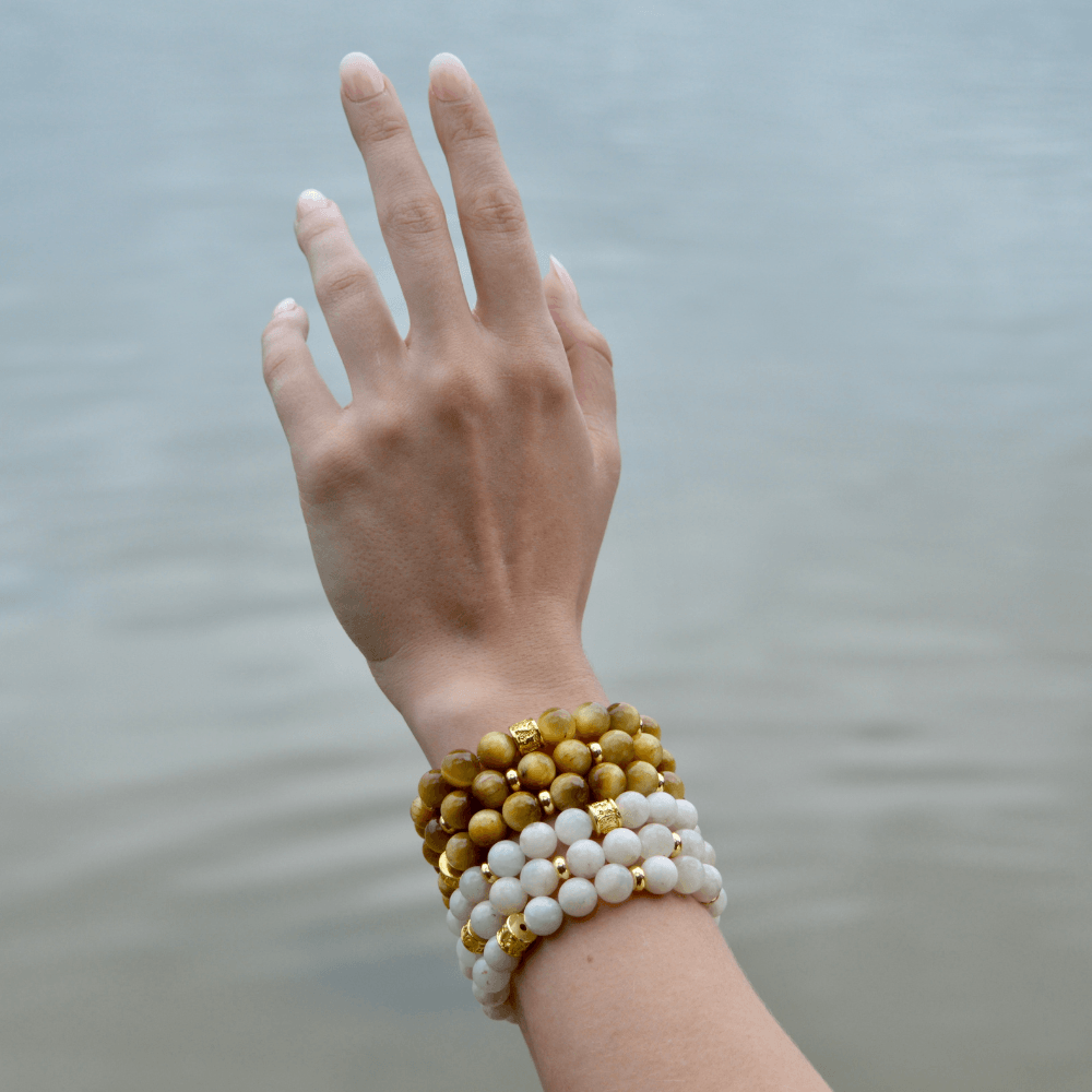 GOLDEN TIGERS EYE- GOLD BEADED BRACELET - HALCYON COLLECTION