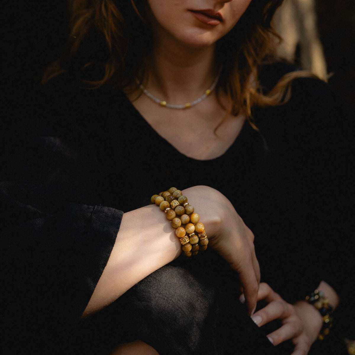 GOLDEN TIGERS EYE- GOLD BEADED BRACELET - Headless Nation