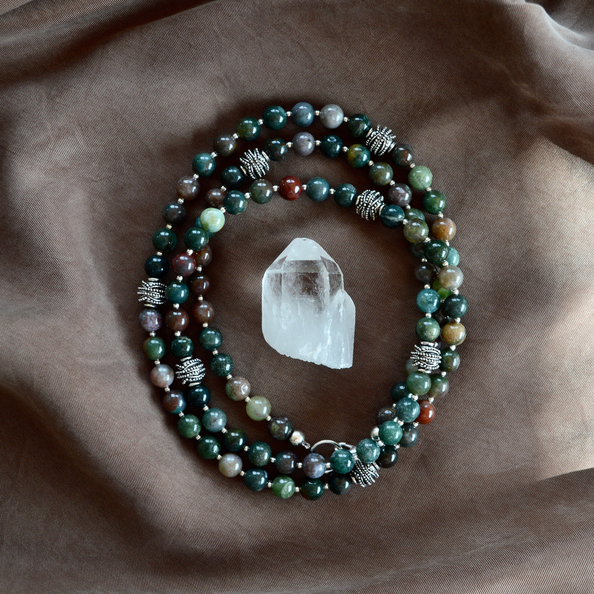 Indian Agate LONG BEADED NECKLACE