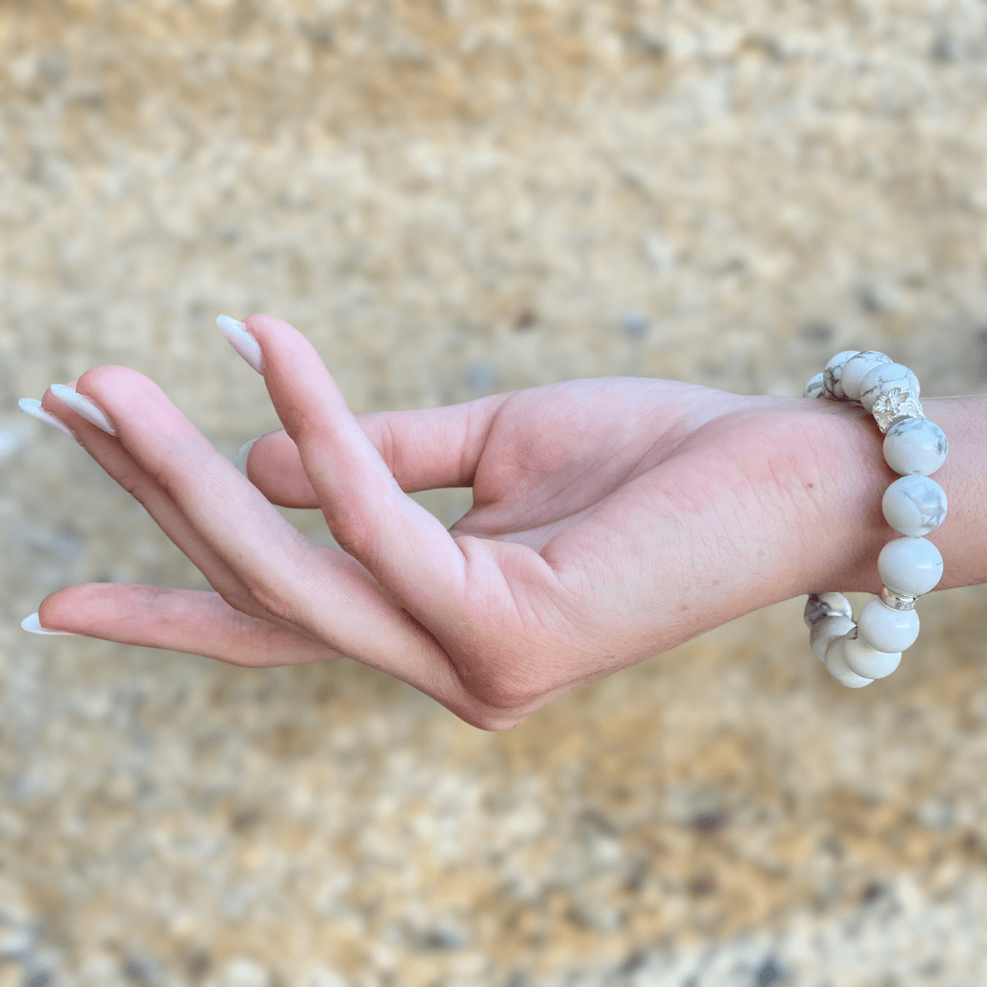 HOWLITE & STERLING SILVER BEADED BRACELET- - Headless Nation