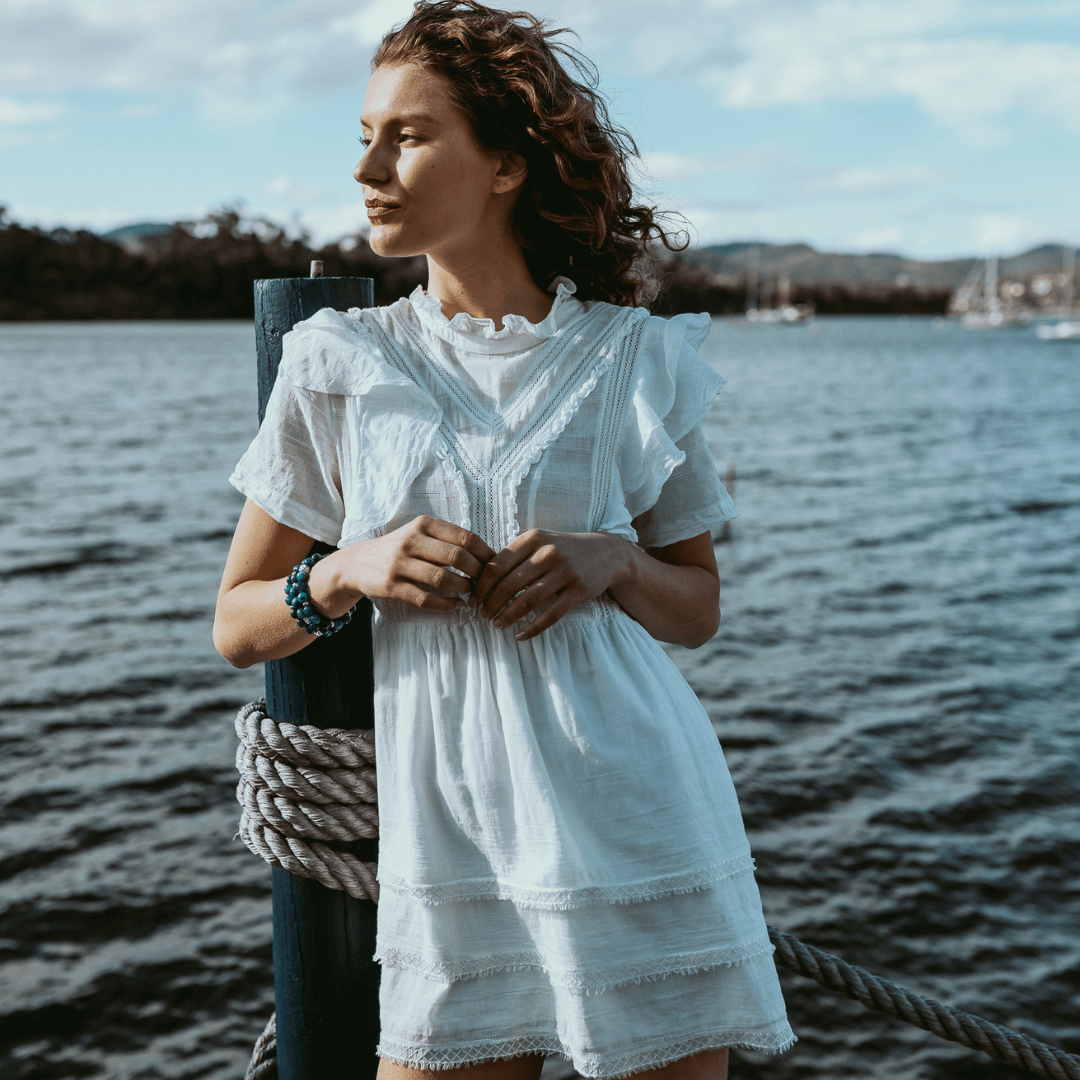 APATITE & STERLING SILVER BEADED BRACELET- - Headless Nation