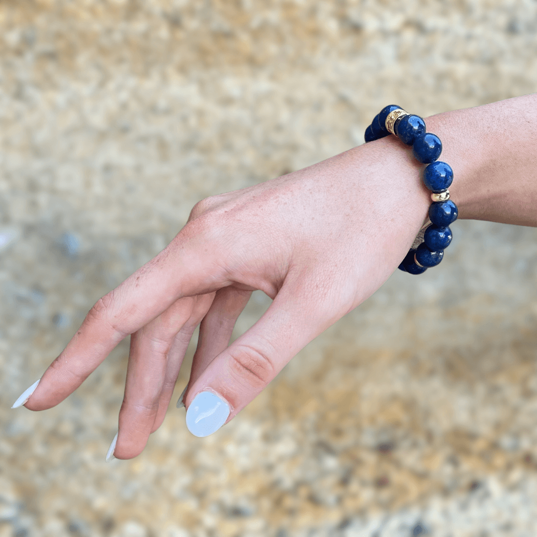 LAPIS LAZULI & GOLD BEADED BRACELET - HALCYON COLLECTION