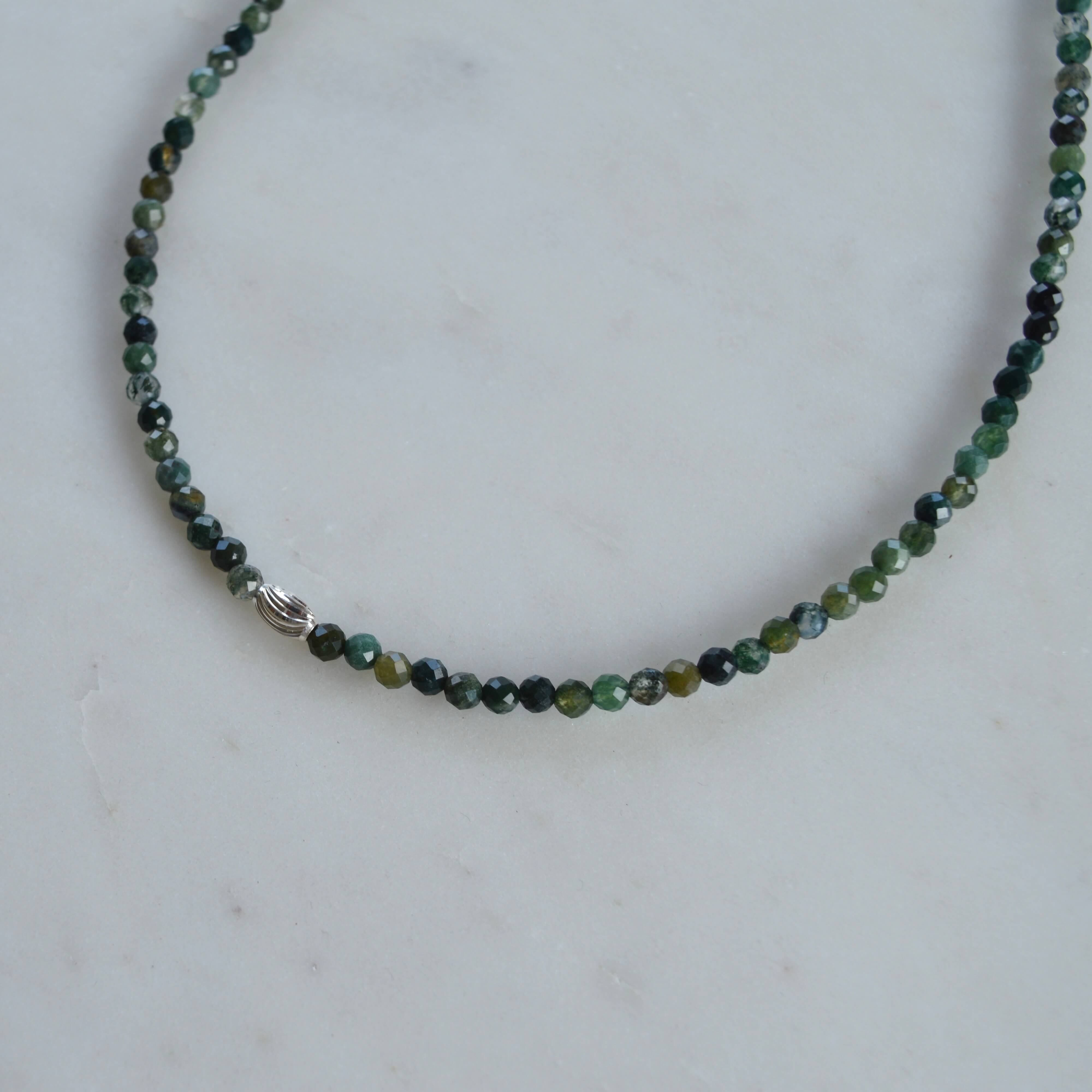LIMITED EDITION- THE DAINTY- Silver- Dark Moss Agate- NECKLACE - Headless Nation