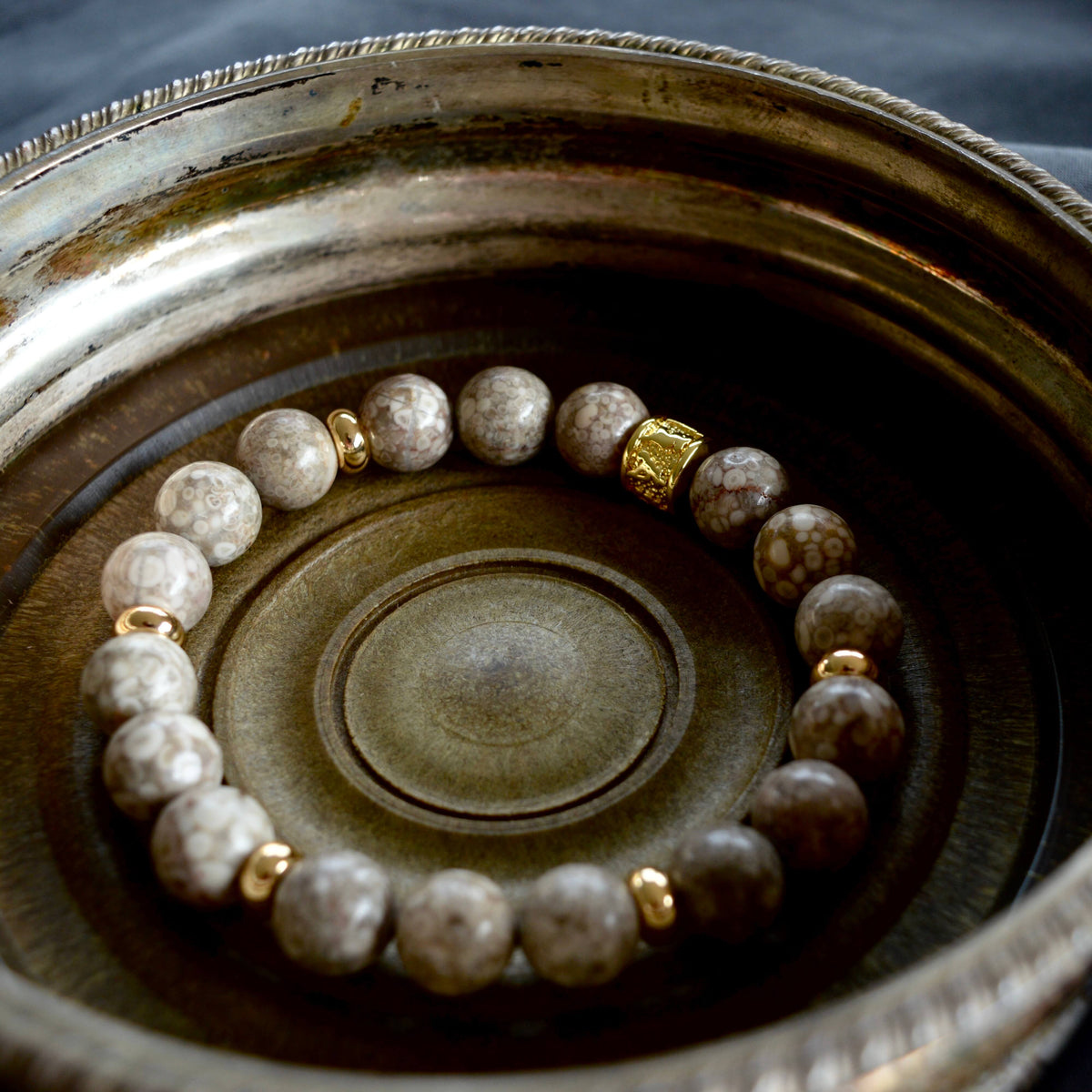 MEDICINE STONE & GOLD BEADED BRACELET - Headless Nation