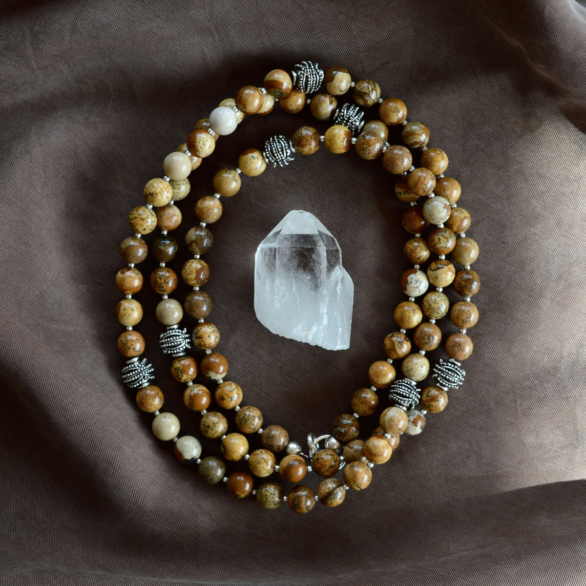 Picture Jasper LONG BEADED NECKLACE