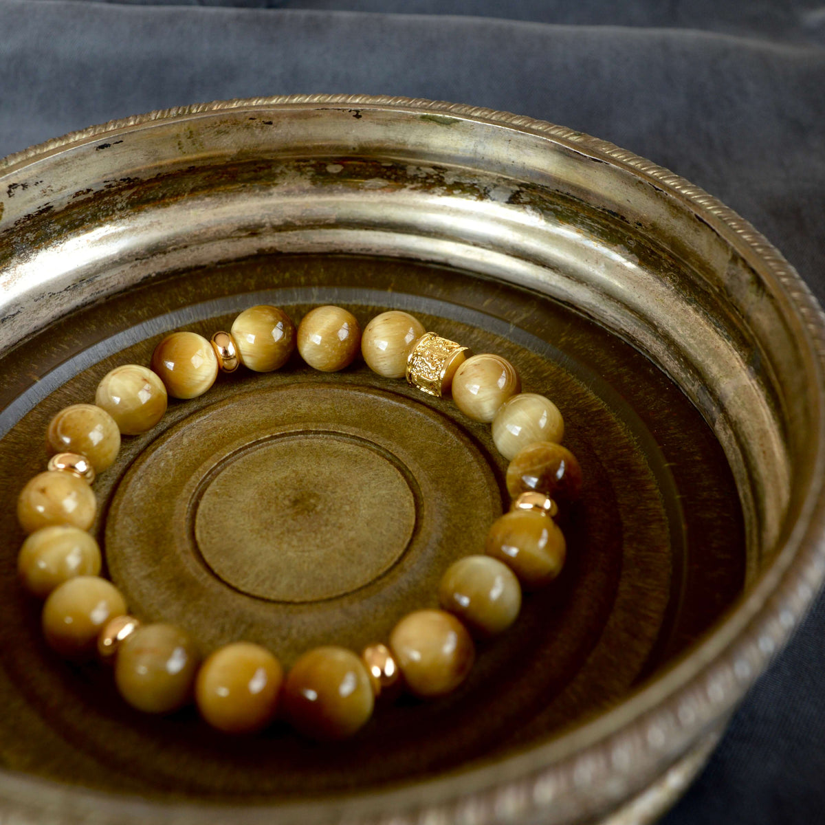 GOLDEN TIGERS EYE- GOLD BEADED BRACELET