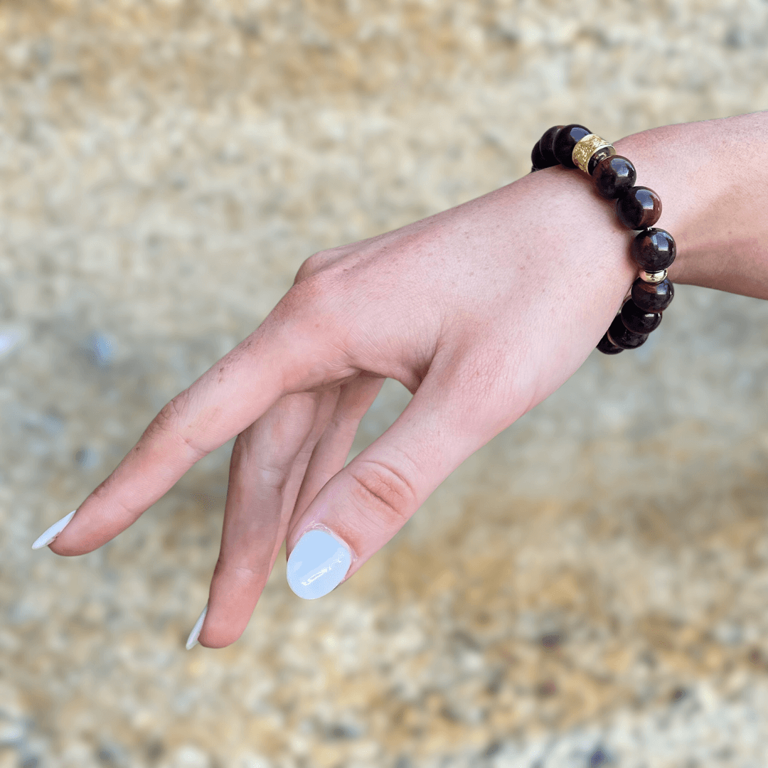 RED TIGERS EYE & GOLD BEADED BRACELET - HALCYON COLLECTION - Headless Nation