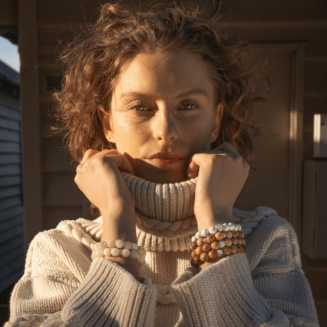 PICTURE JASPER & STERLING SILVER BEADED BRACELET- - Headless Nation