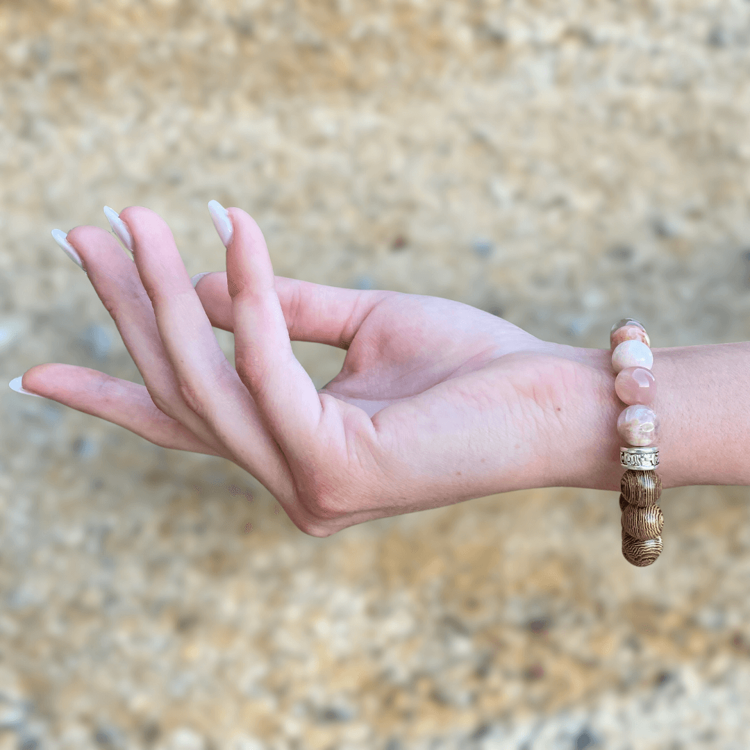 SUN STONE & WOOD BEADED BRACELET - Headless Nation