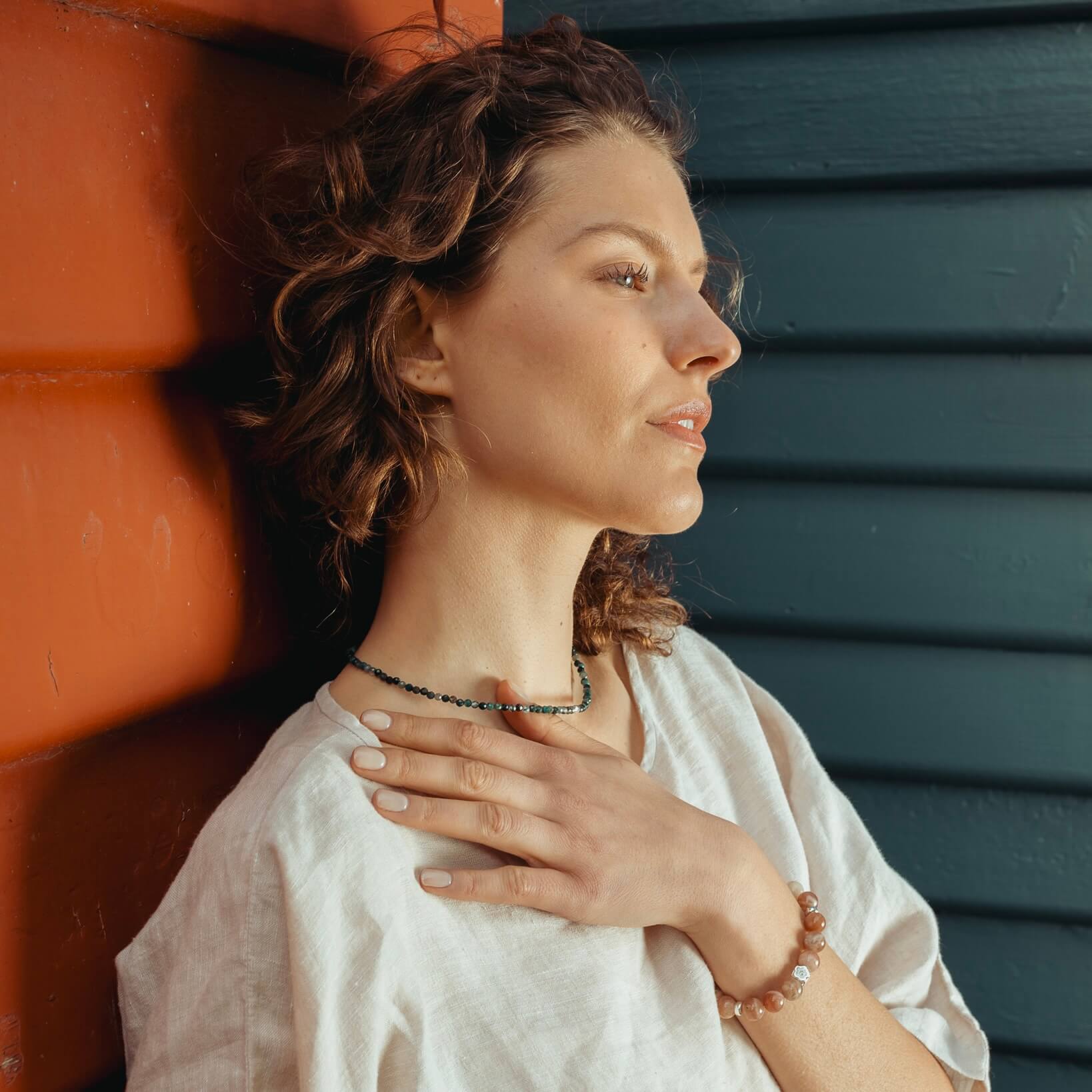 LIMITED EDITION- THE DAINTY- Silver- Dark Moss Agate- NECKLACE - Headless Nation