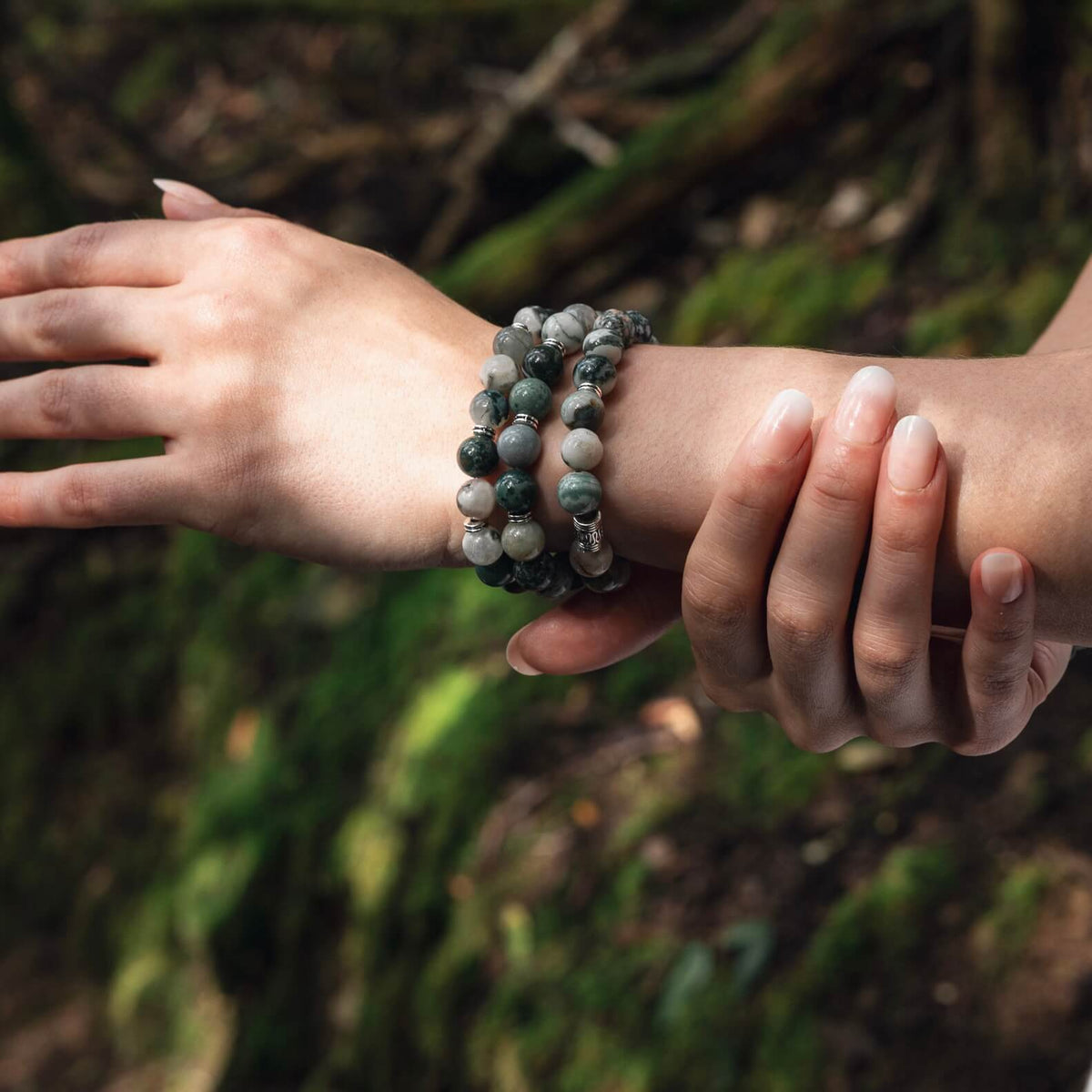 TREE AGATE BEADED BRACELET - LUCID COLLECTION