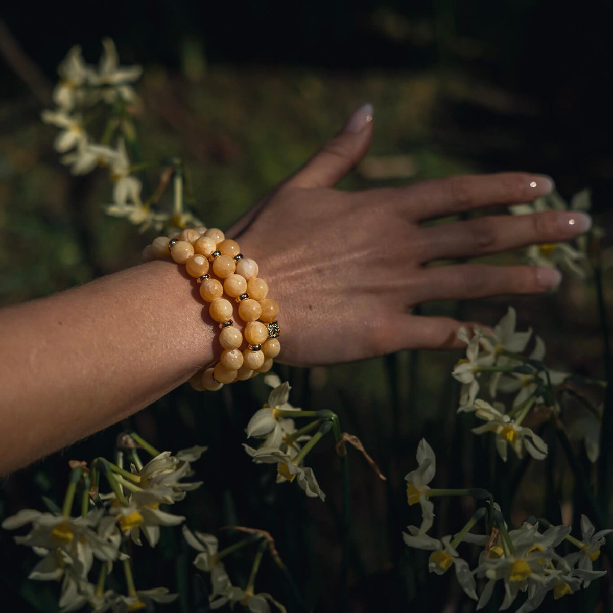 YELLOW JADE & GOLD BEADED BRACELET - Headless Nation