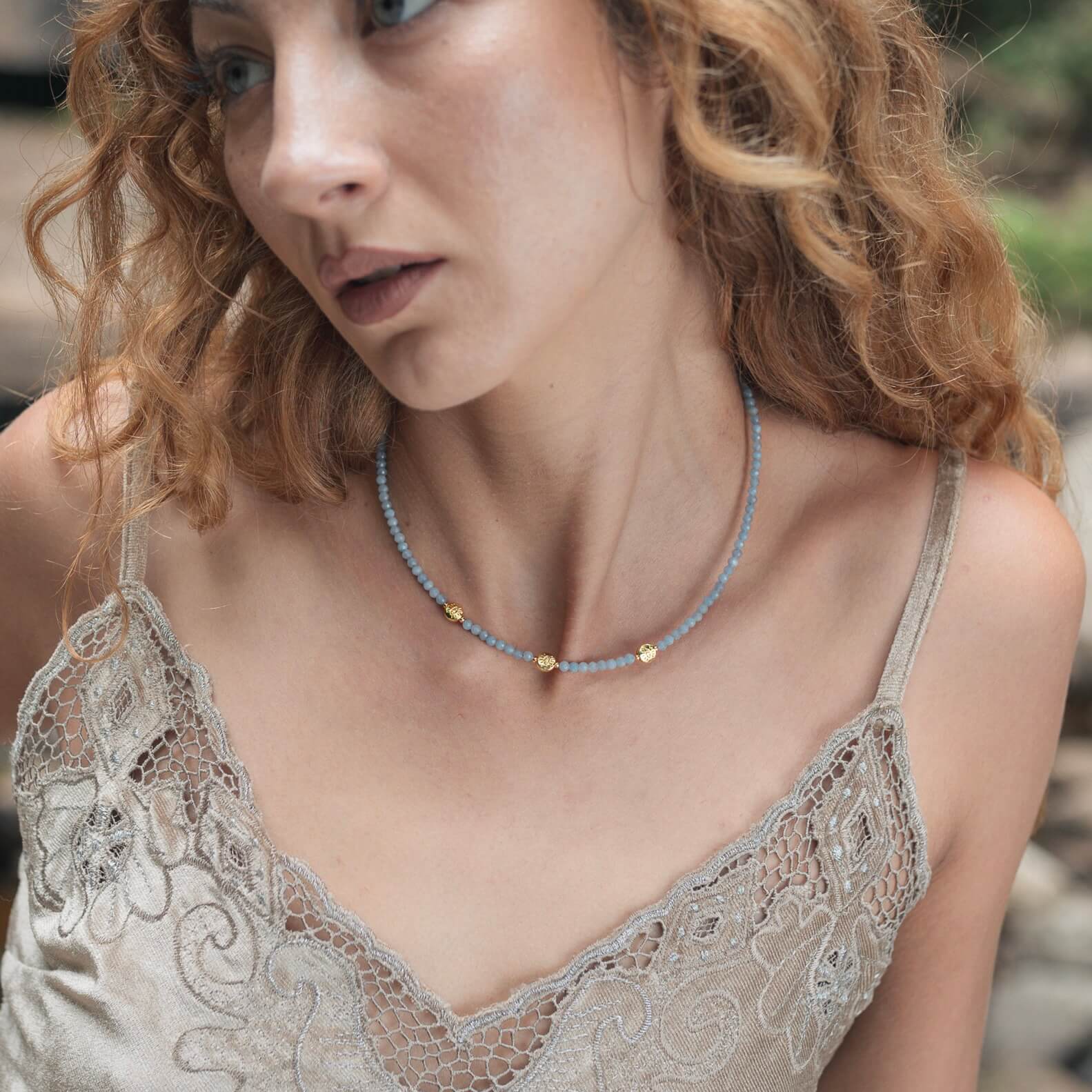 THE DAINTY- EYES- Angelite- NECKLACE