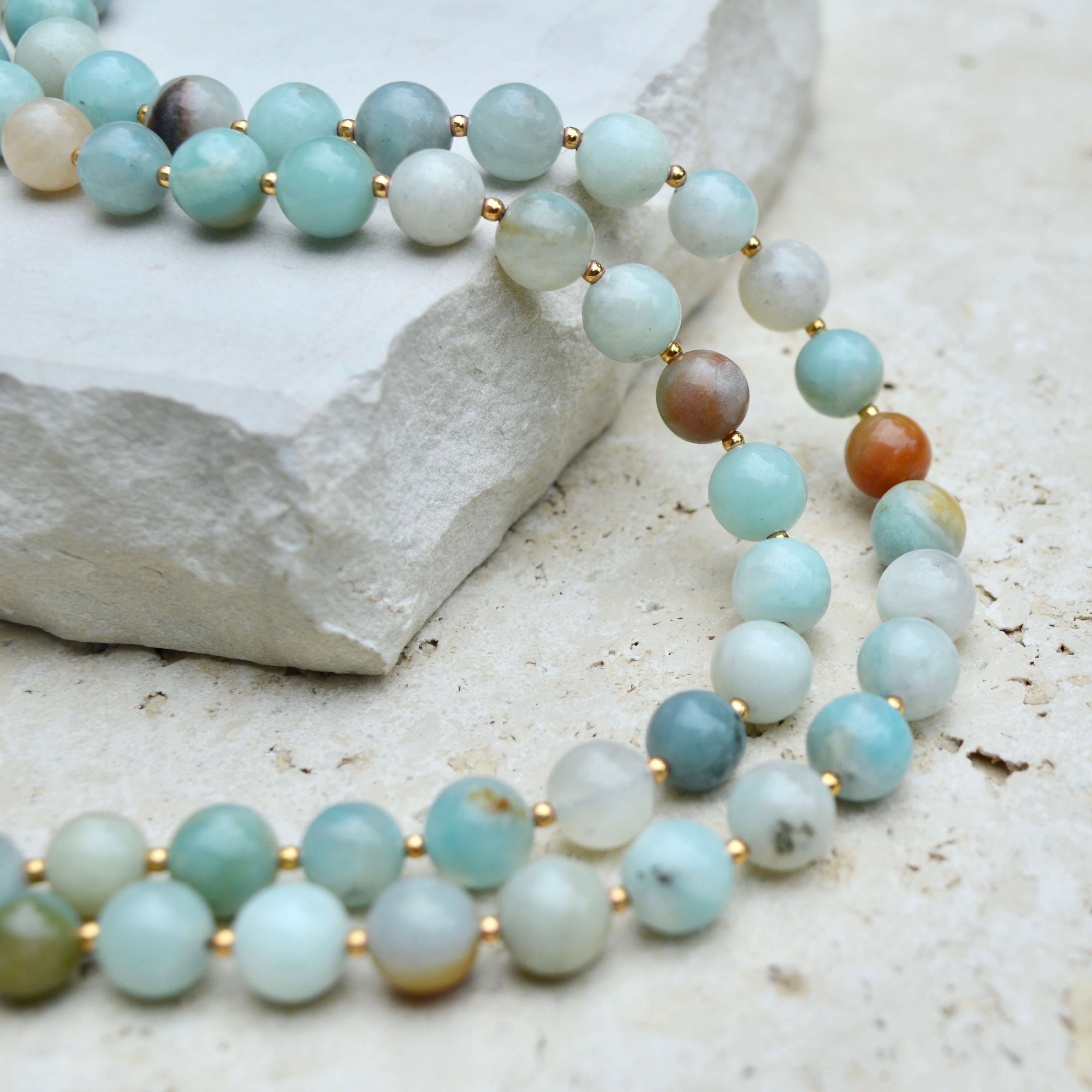 LONG Amazonite & Gold BEADED NECKLACE - Headless Nation