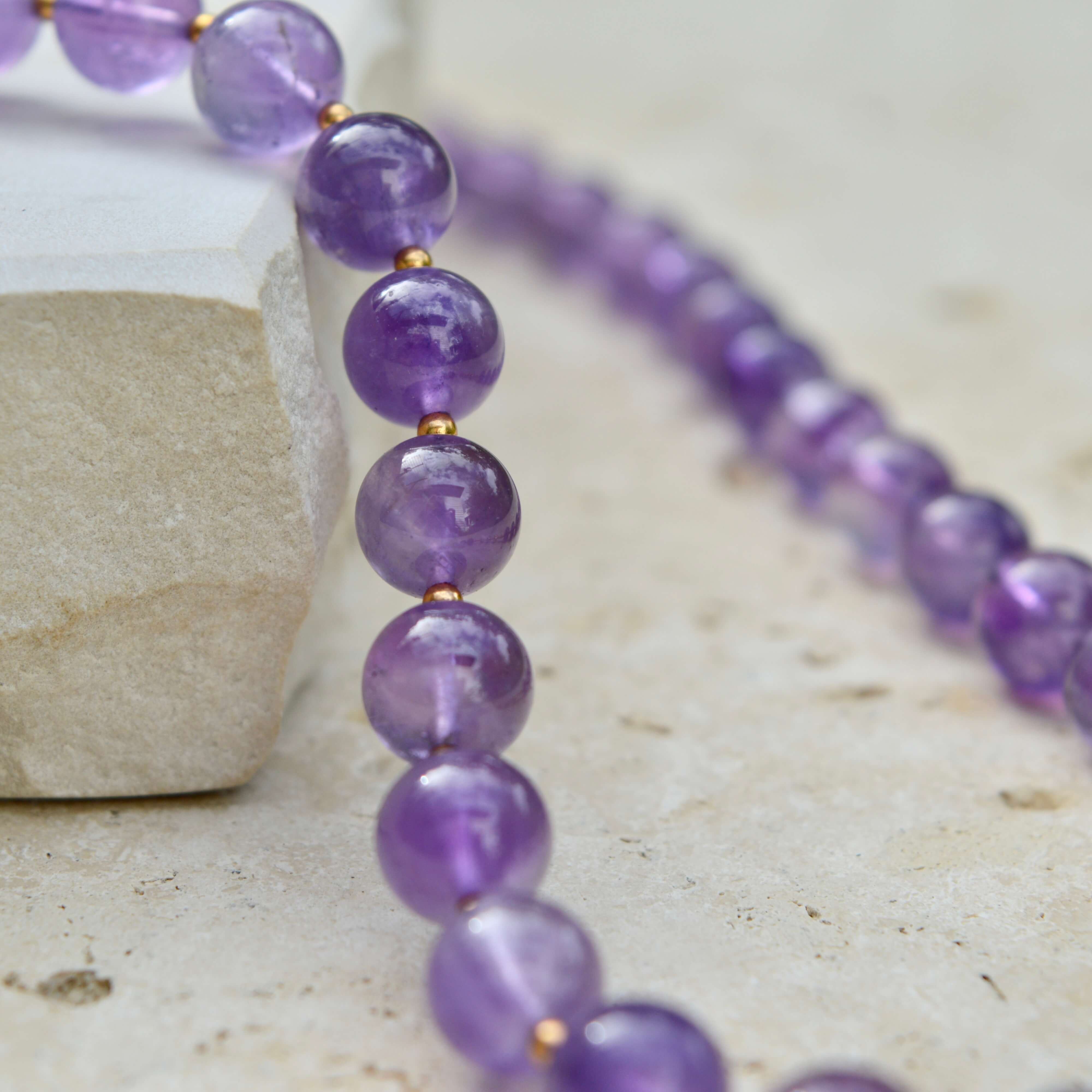 SHORT Amethyst & Gold BEADED NECKLACE - Headless Nation