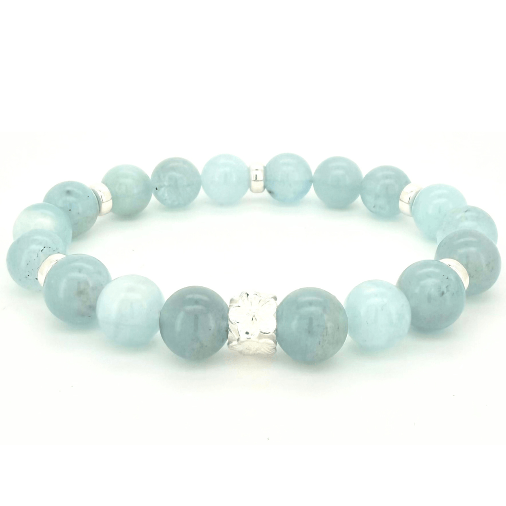 LIMITED EDITION AQUAMARINE & STERLING SILVER BEADED BRACELET