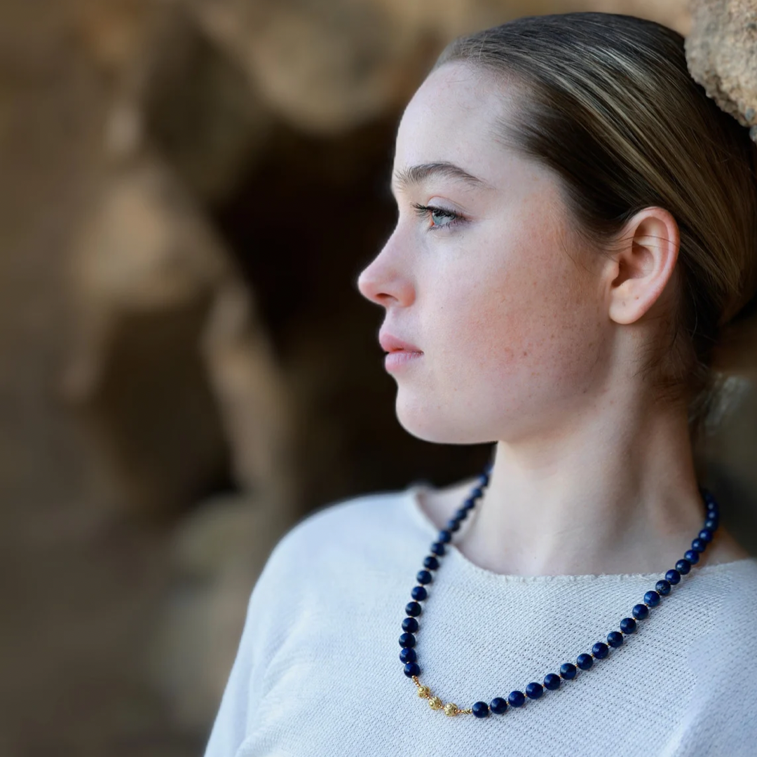 SHORT Lapis Lazuli & Gold BEADED NECKLACE - Headless Nation