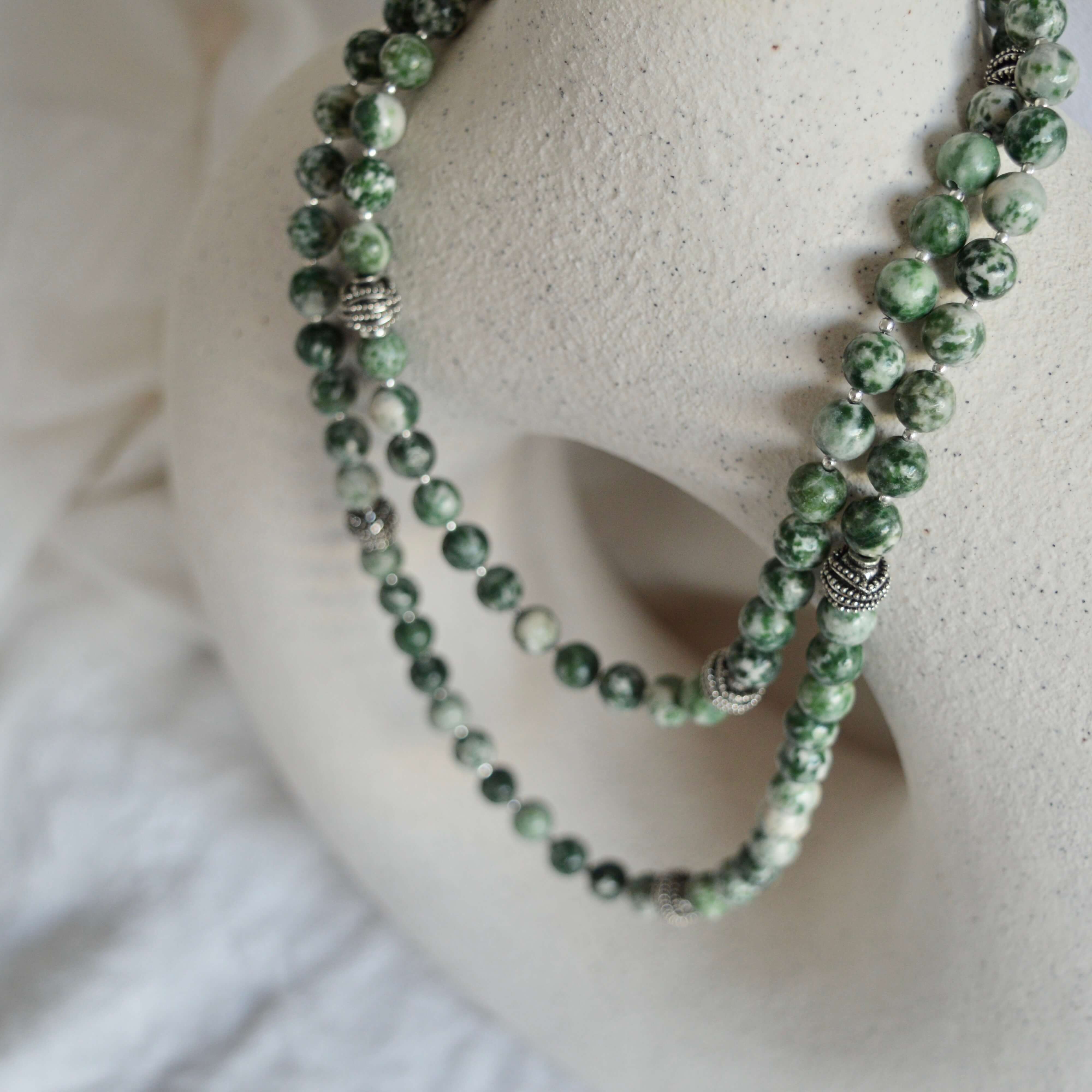 Greenspot Jasper LONG BEADED NECKLACE - Headless Nation
