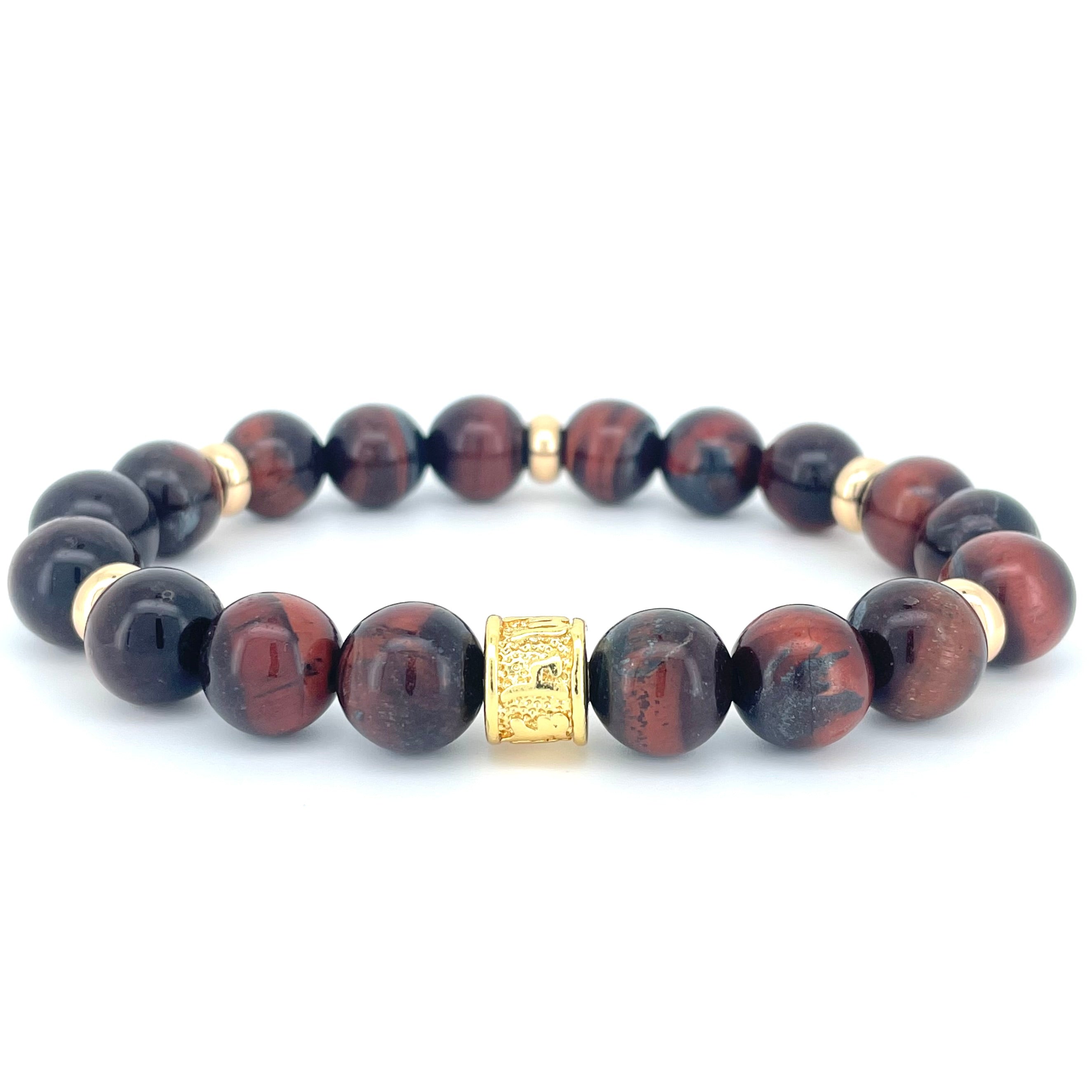 RED TIGERS EYE & GOLD BEADED BRACELET - HALCYON COLLECTION - Headless Nation