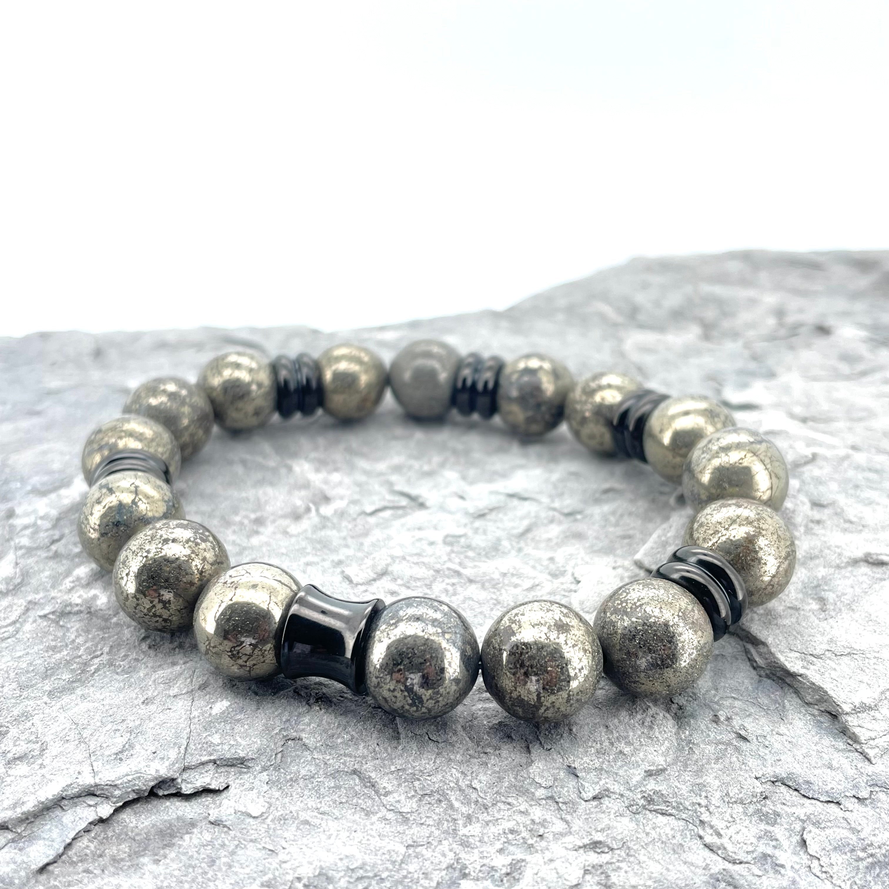 PYRITE BEADED BRACELET- NERO COLLECTION - Headless Nation