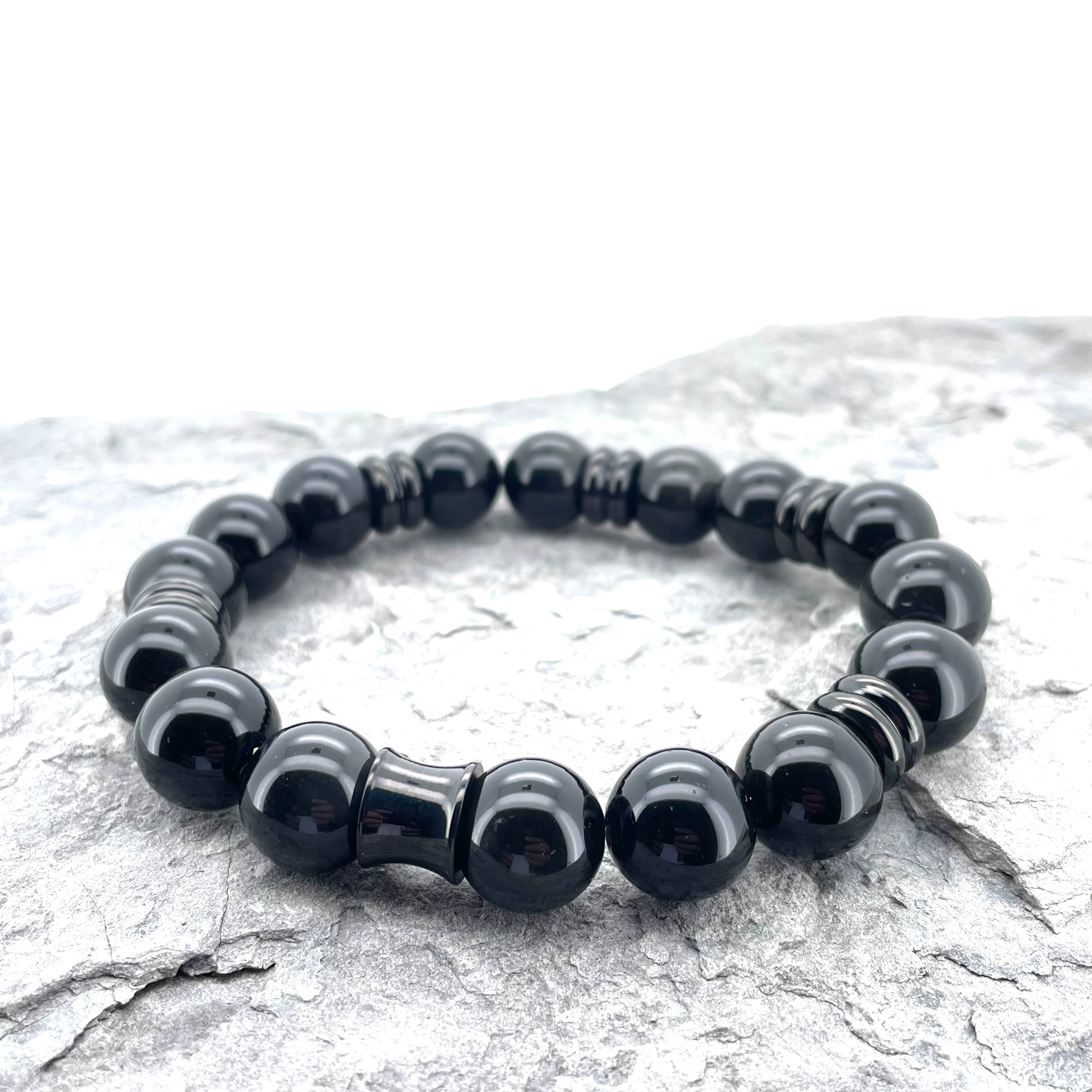 OBSIDIAN BEADED BRACELET- NERO COLLECTION - Headless Nation