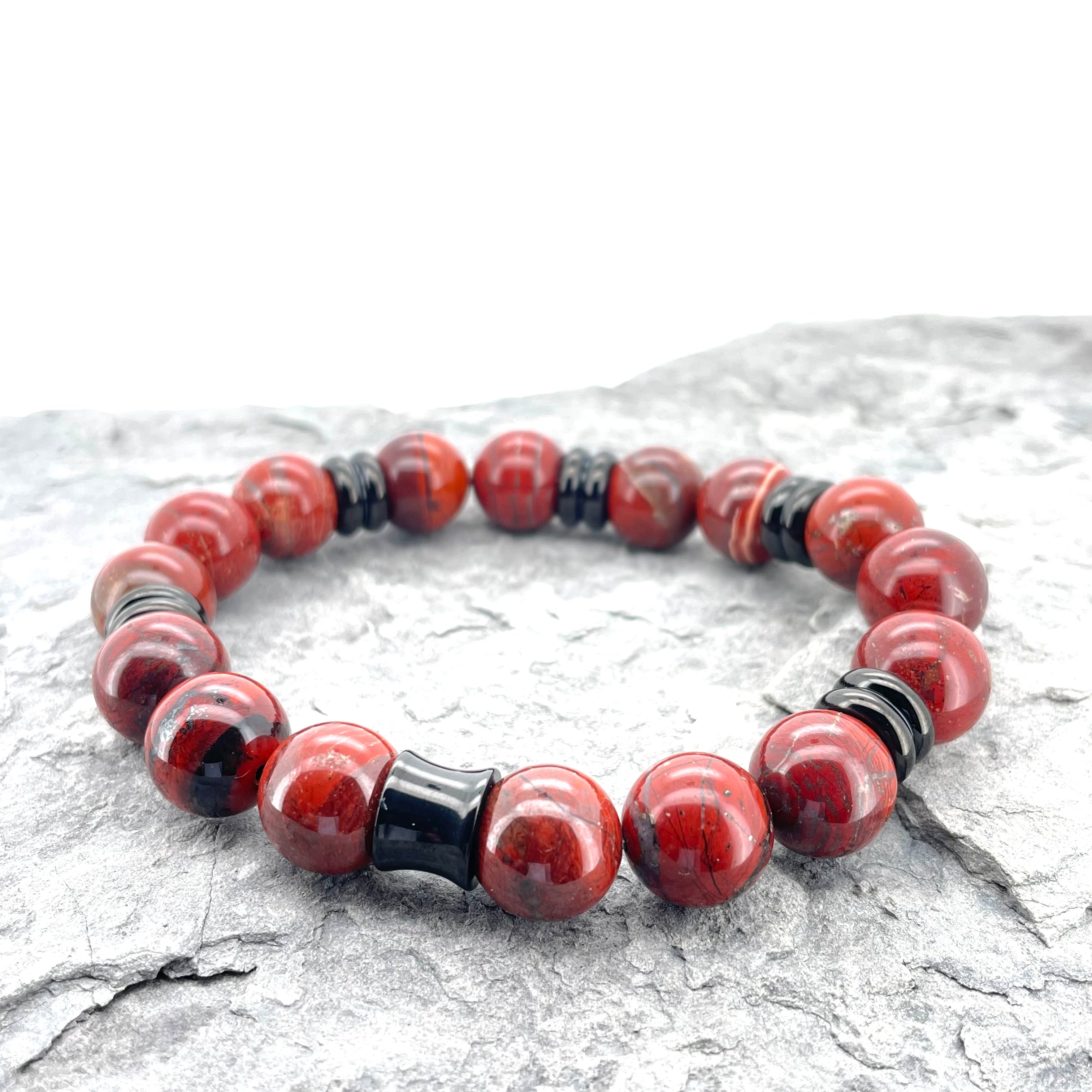 RED JASPER BEADED BRACELET- NERO COLLECTION - Headless Nation